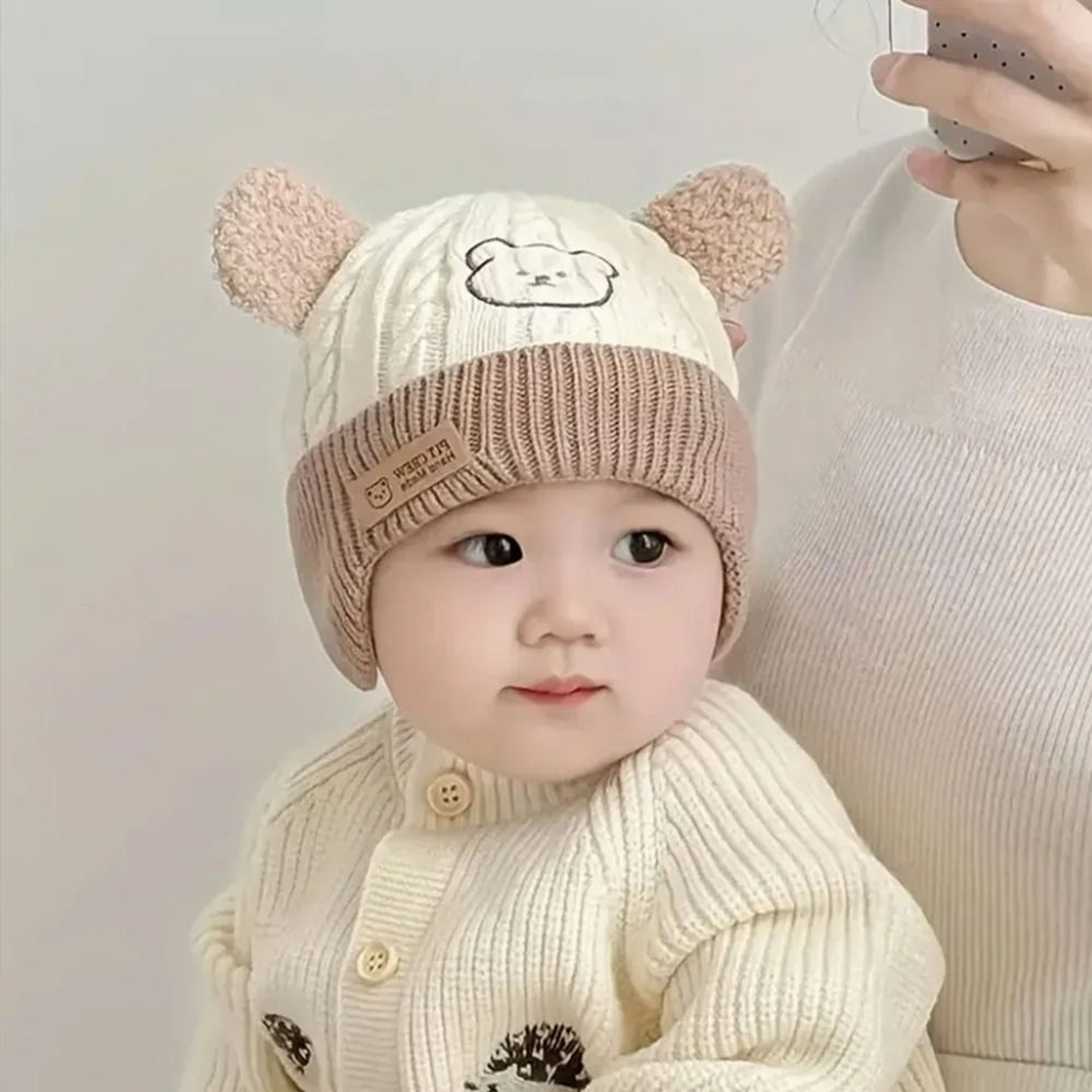 Baby Bear Knit Hat With Ears And Soft Earflap Cap For Boys  Girls 0