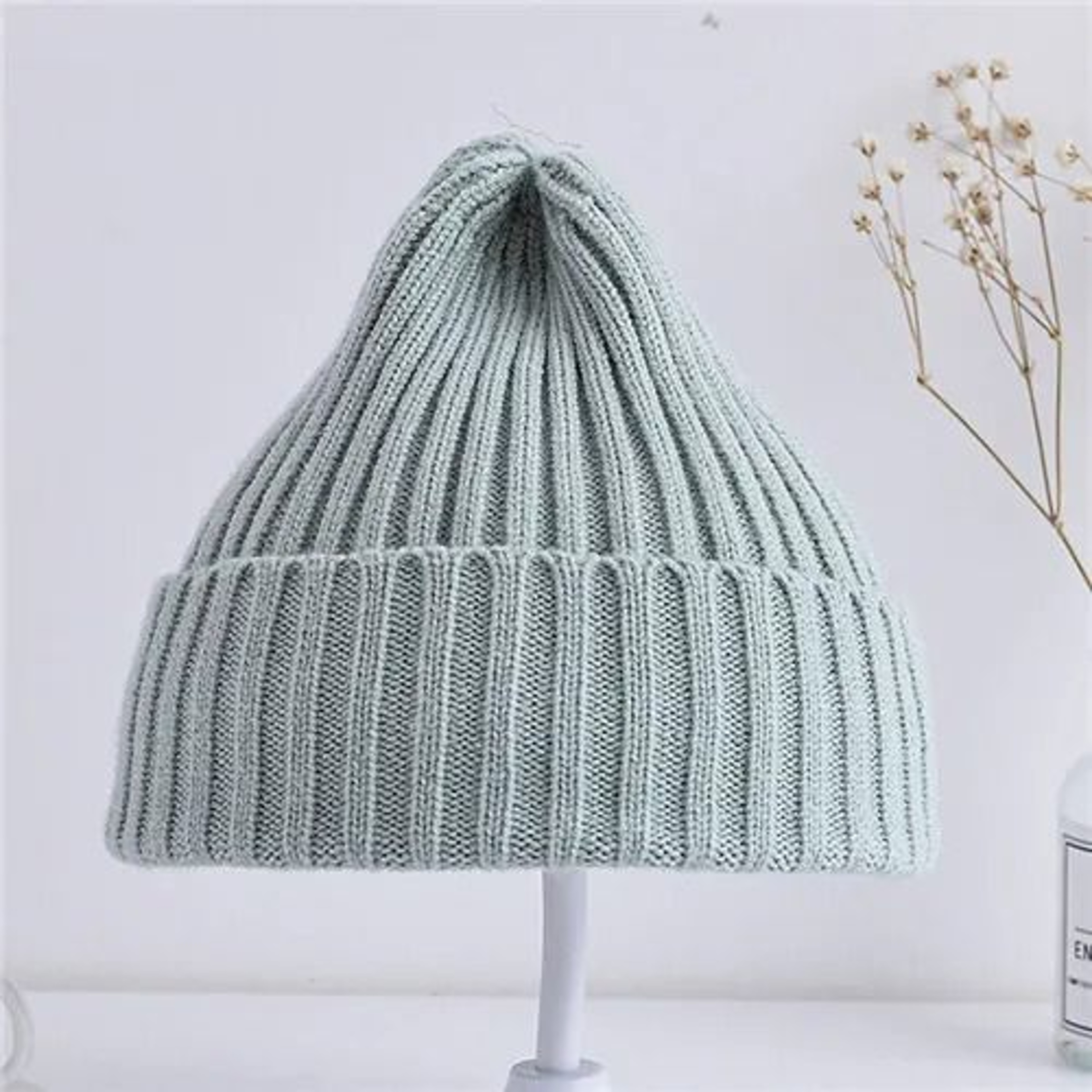 Baby Kids Ribbed Knitted Beanie Hat Windproof Toddler Photography Accessory 8