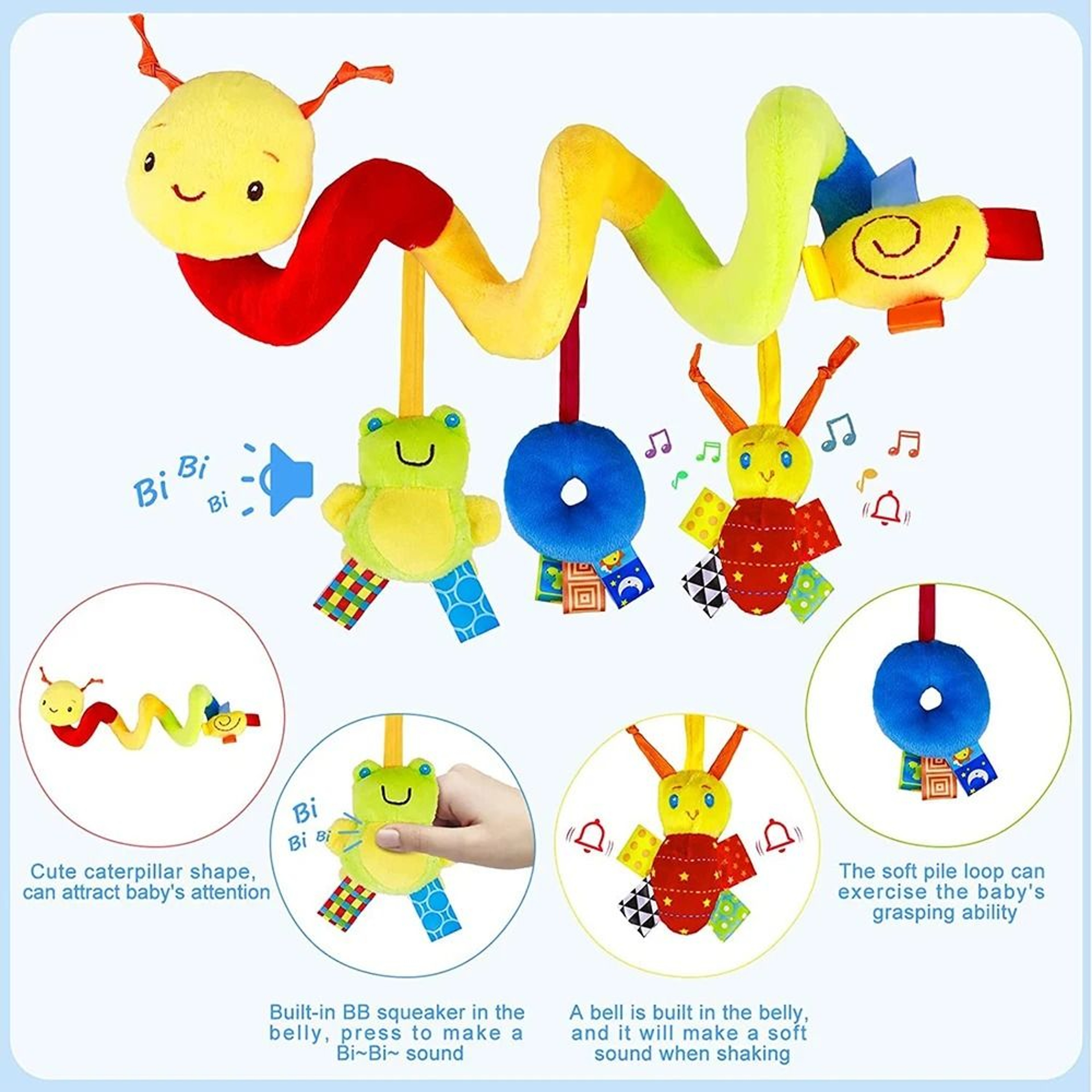 Cute Activity Musical Spiral Crib Stroller Car Seat Travel Hanging Toy 1