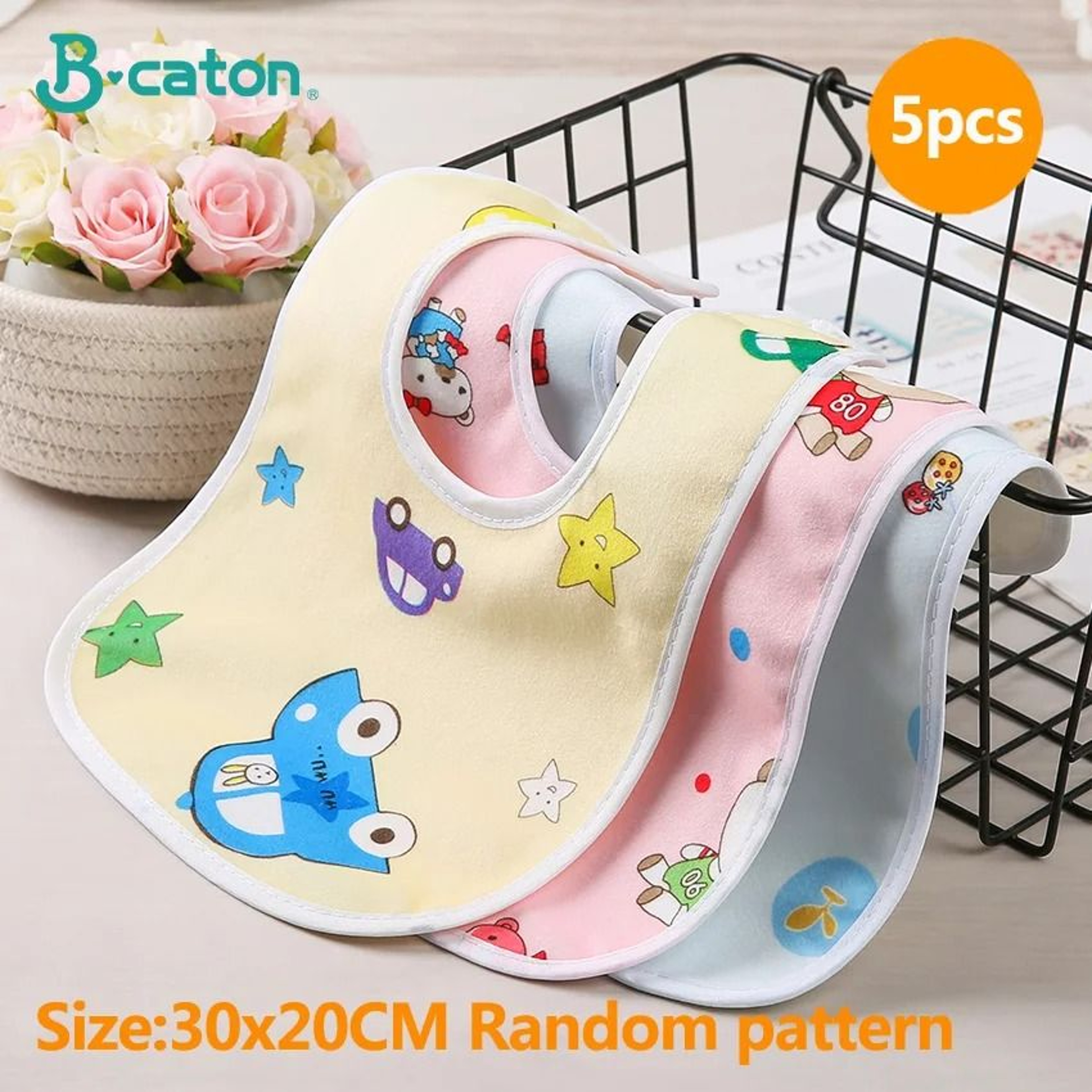5PCS Baby Cotton Waterproof Feeding Bibs Toddler Scarf Accessories 8
