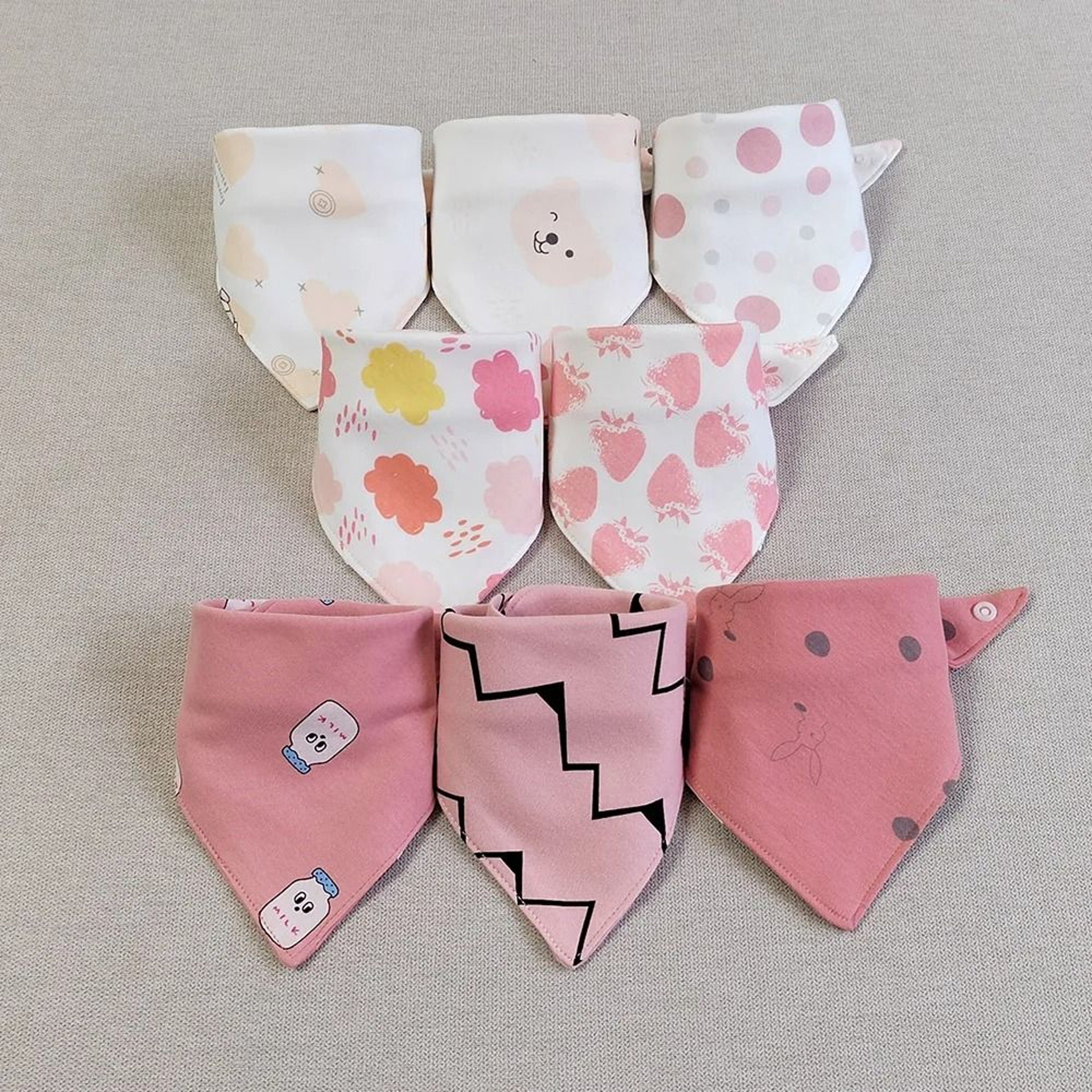 8PCS Baby Triangle Bibs  Burp Cloths Double Layer Cotton Saliva Towels 2