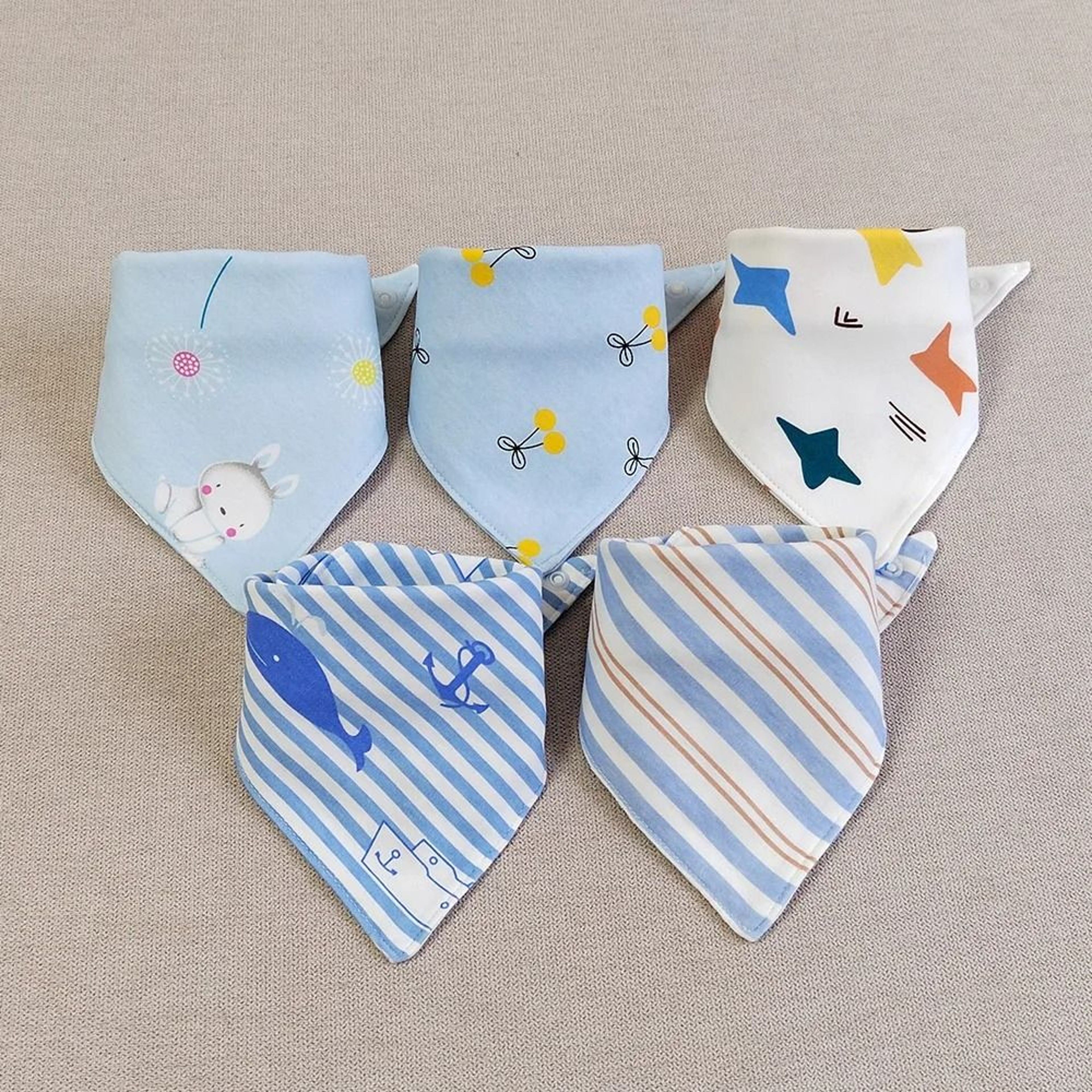8PCS Baby Triangle Bibs  Burp Cloths Double Layer Cotton Saliva Towels 3