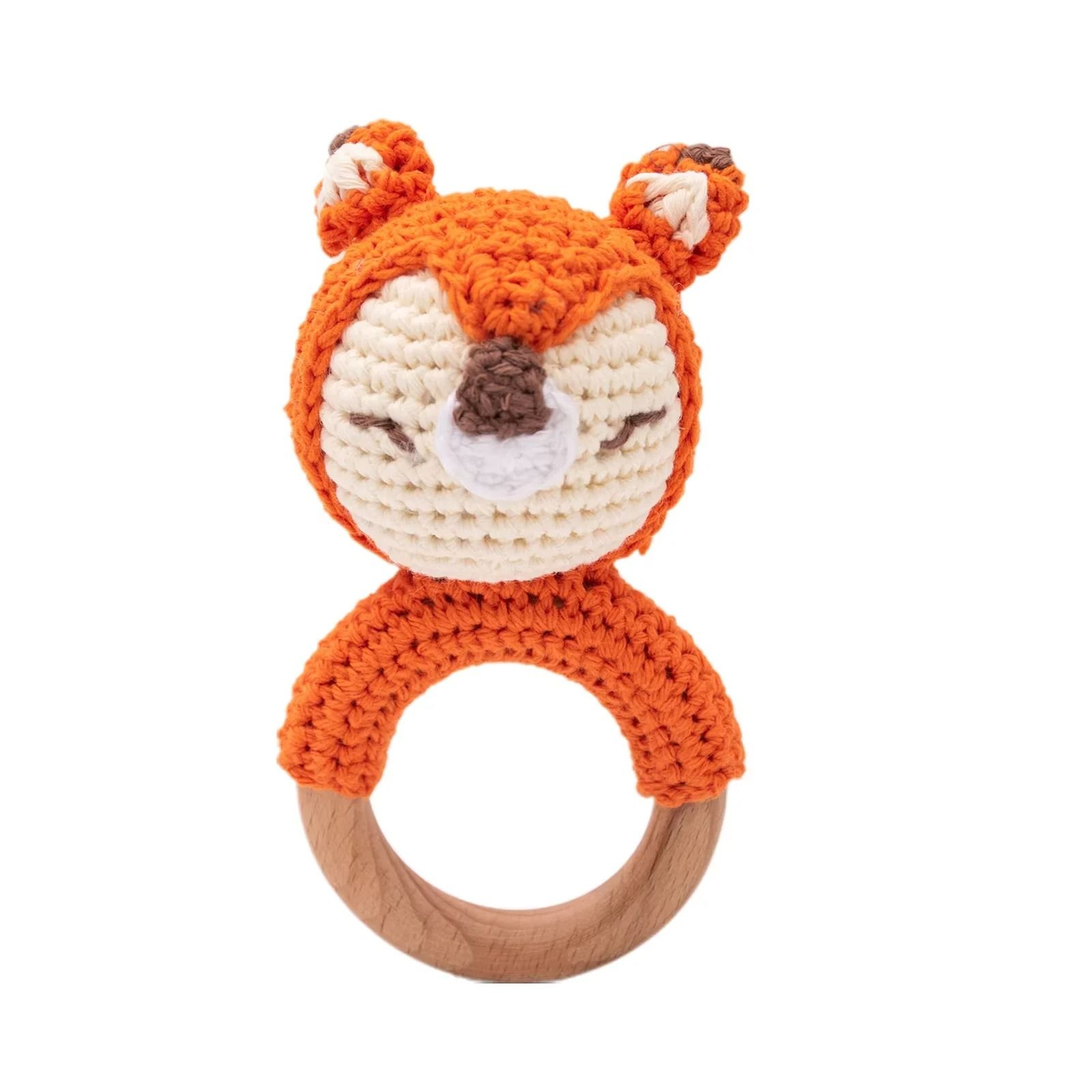 Baby Crochet Bunny Rattle  Wooden Teether  Newborn Educational Music Toy 14