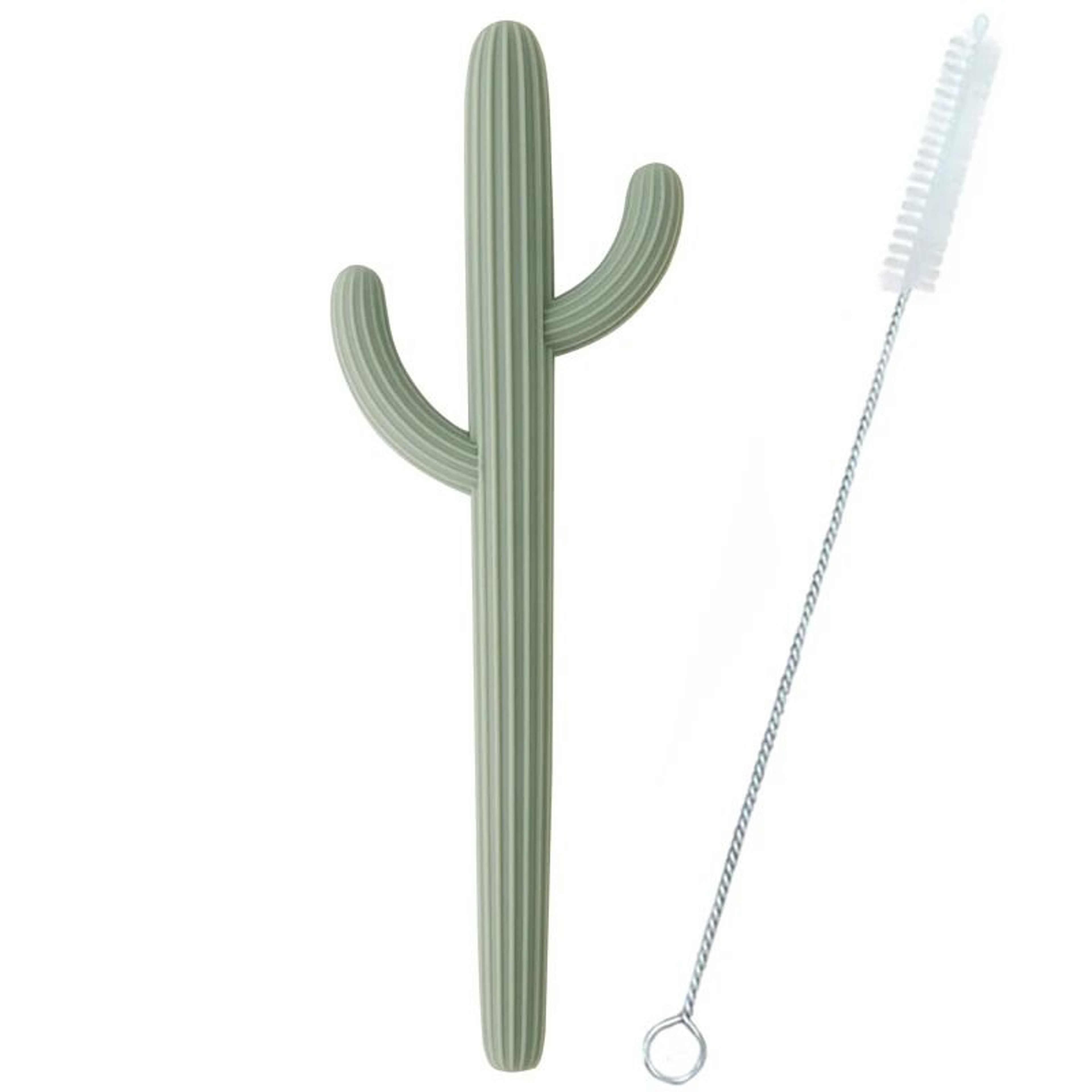 Silicone Cactus Teether Straw  BPAFree Fidget Toy  Infant Chewing Accessory 12