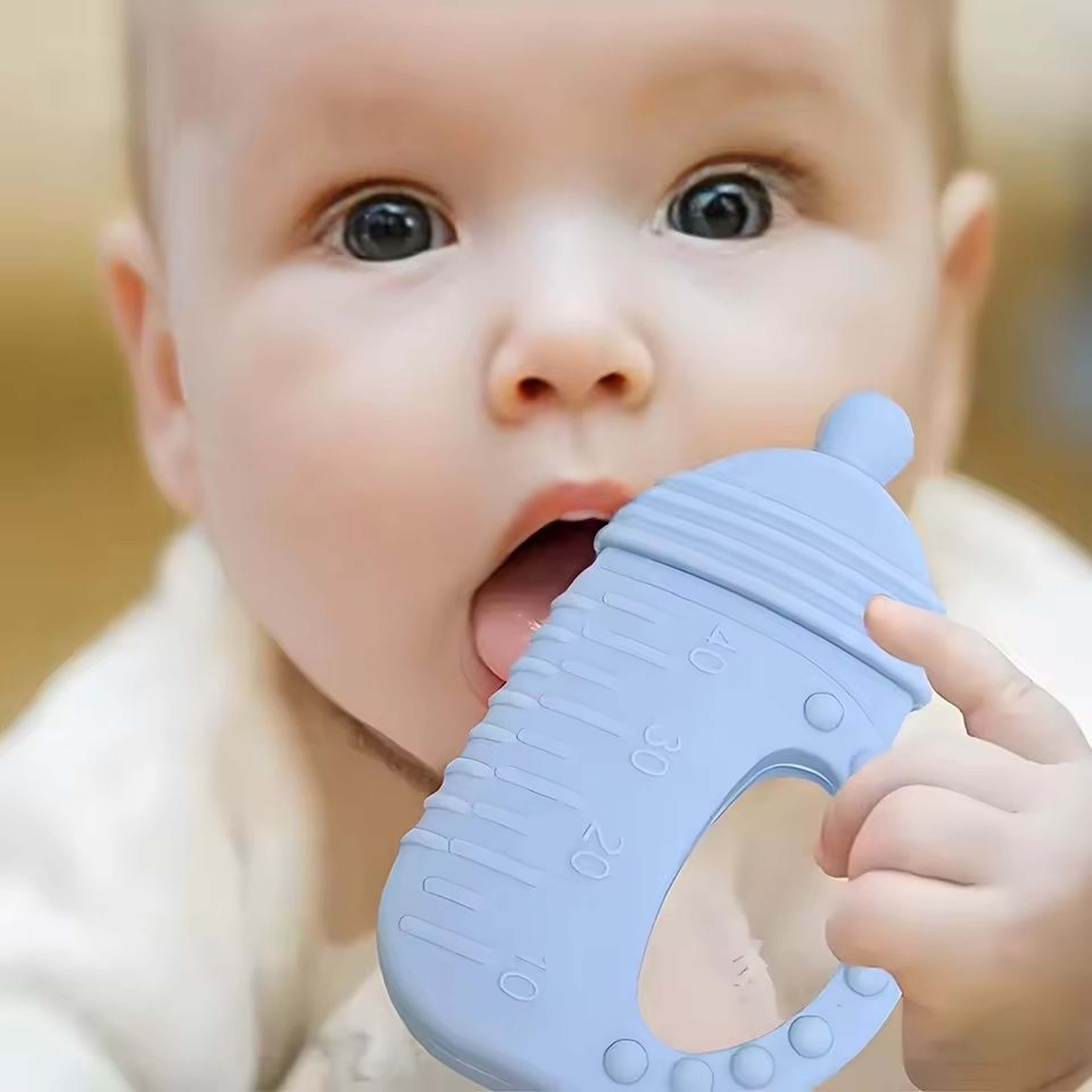 Silicone Baby Bottle Teether  FoodGrade Molar Toy With EasyGrip Handle 0