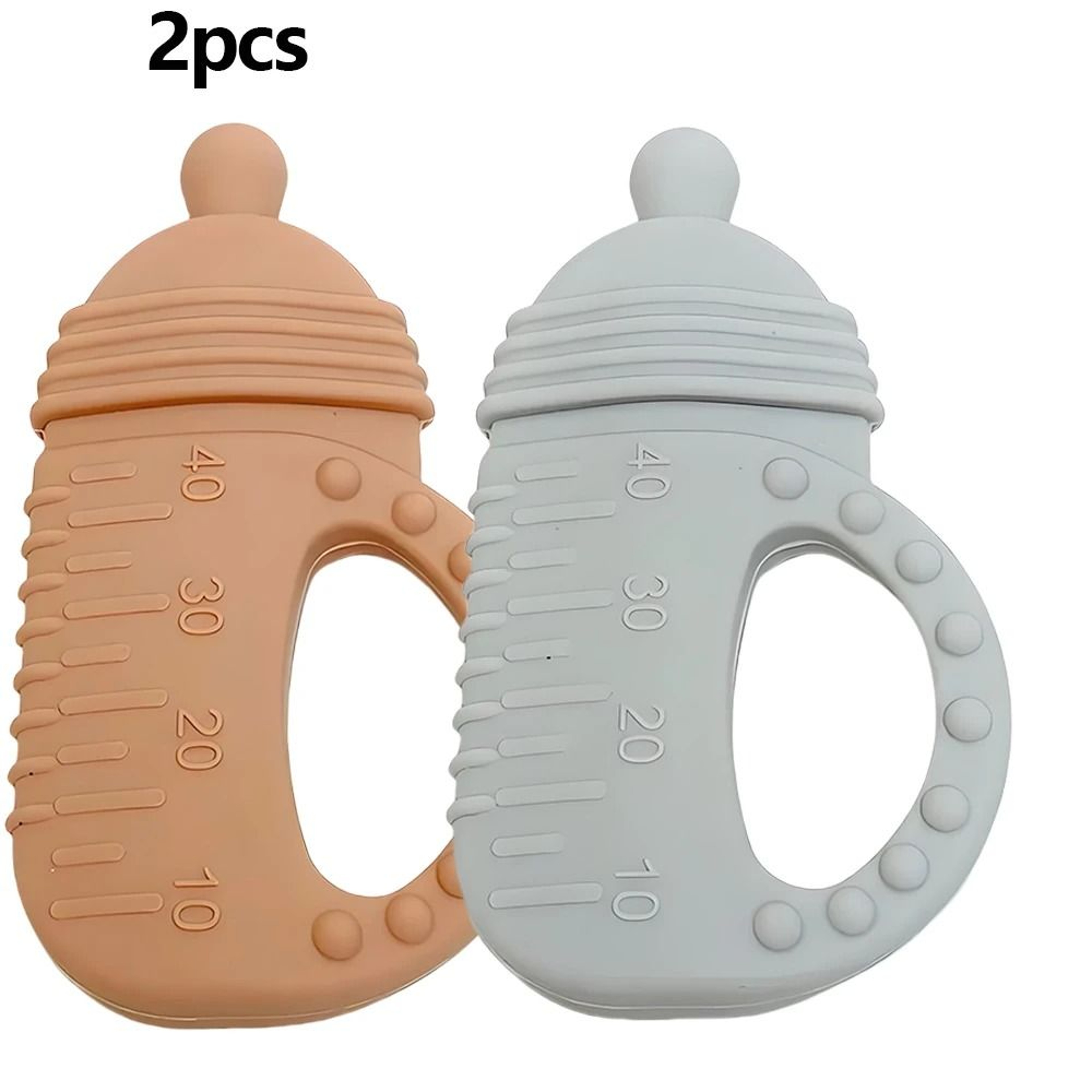 Silicone Baby Bottle Teether  FoodGrade Molar Toy With EasyGrip Handle 4