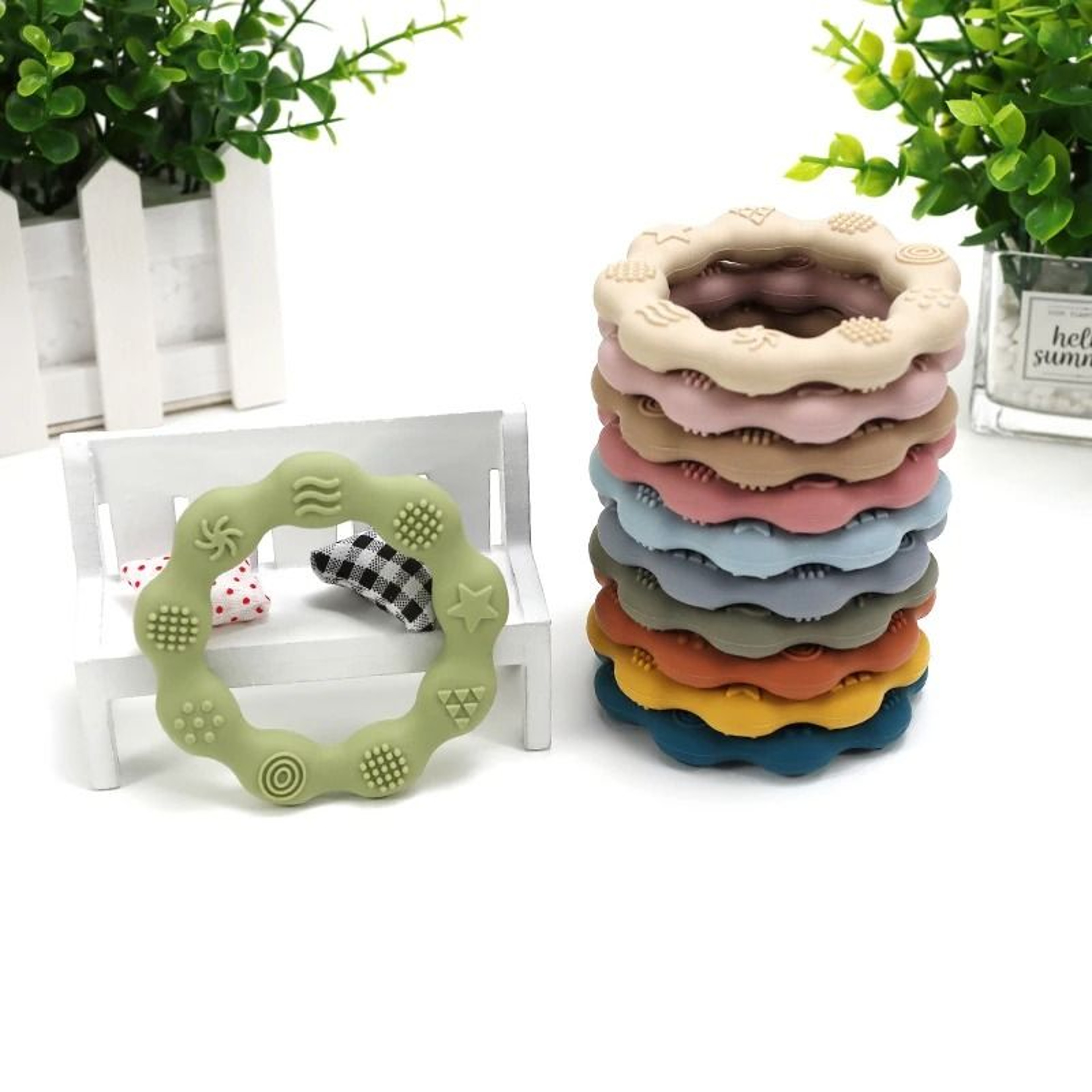 MultiTextured Silicone Teether Ring  Sensory Tactile Cognition  Molar Toy 2