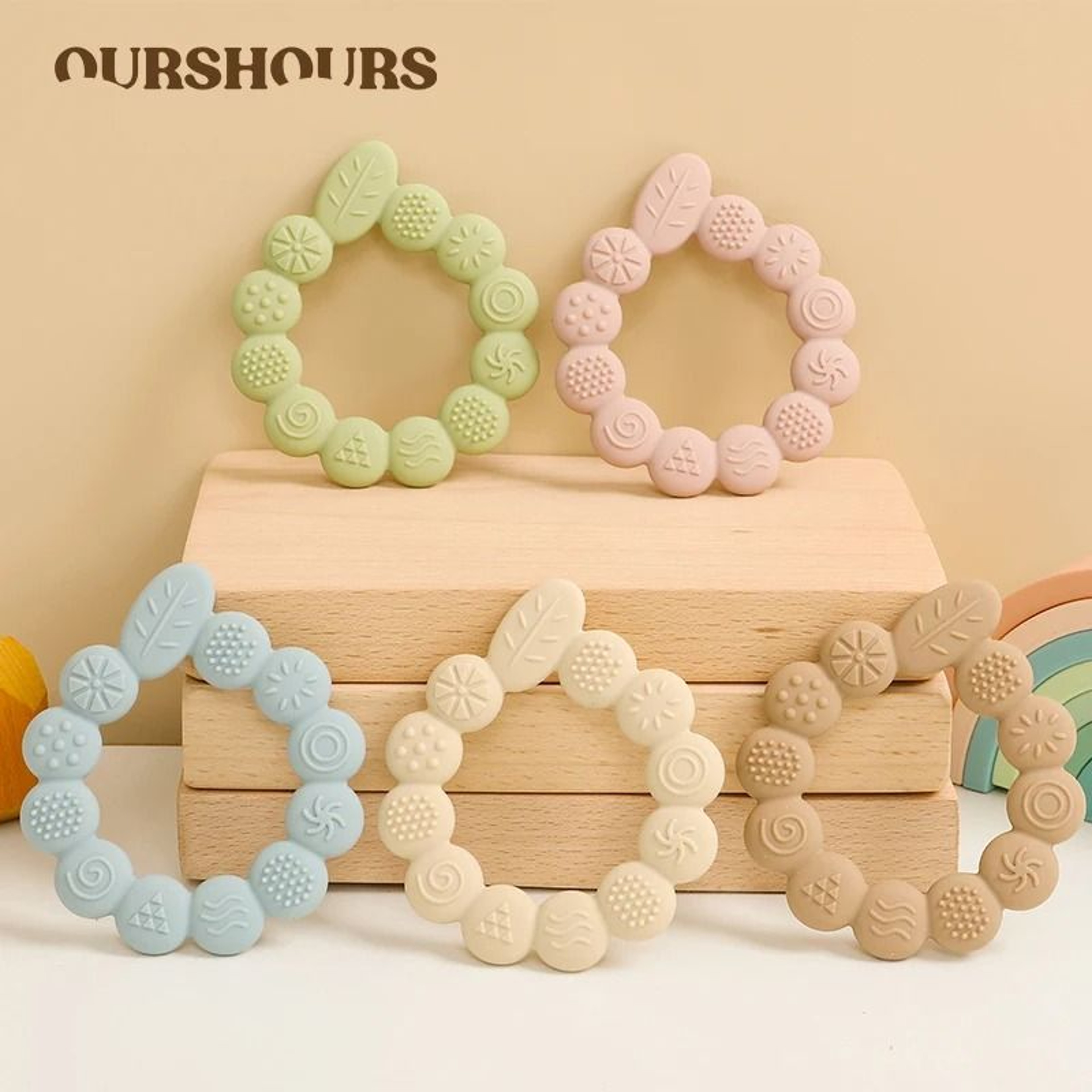 Botanical Silicone Baby Teether Ring  BPAFree Leaf Sensory Molar Toy 0