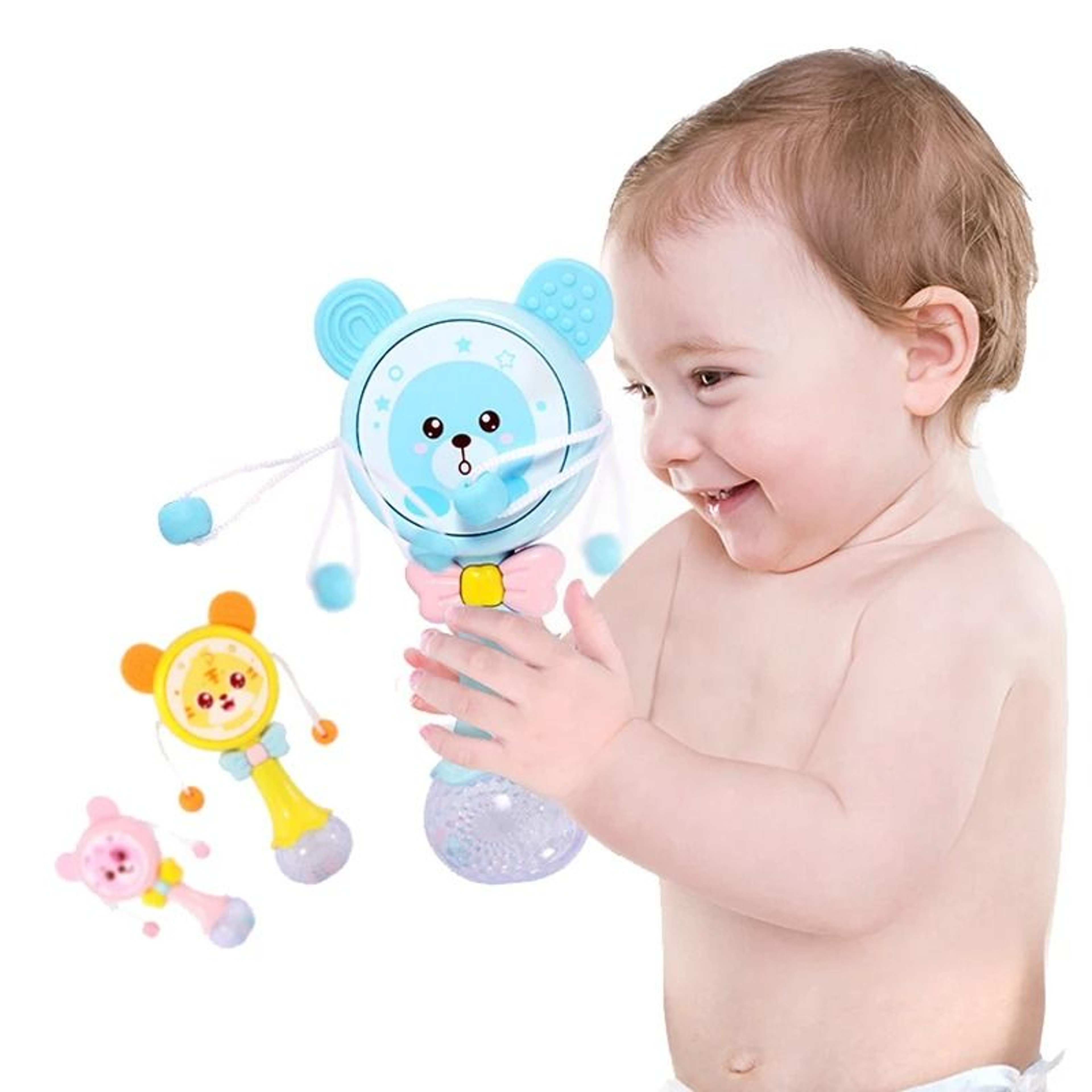2025 Flashing Musical Rabbit Hand Bell  Early Educational Teether Rattle Toy 012M 1