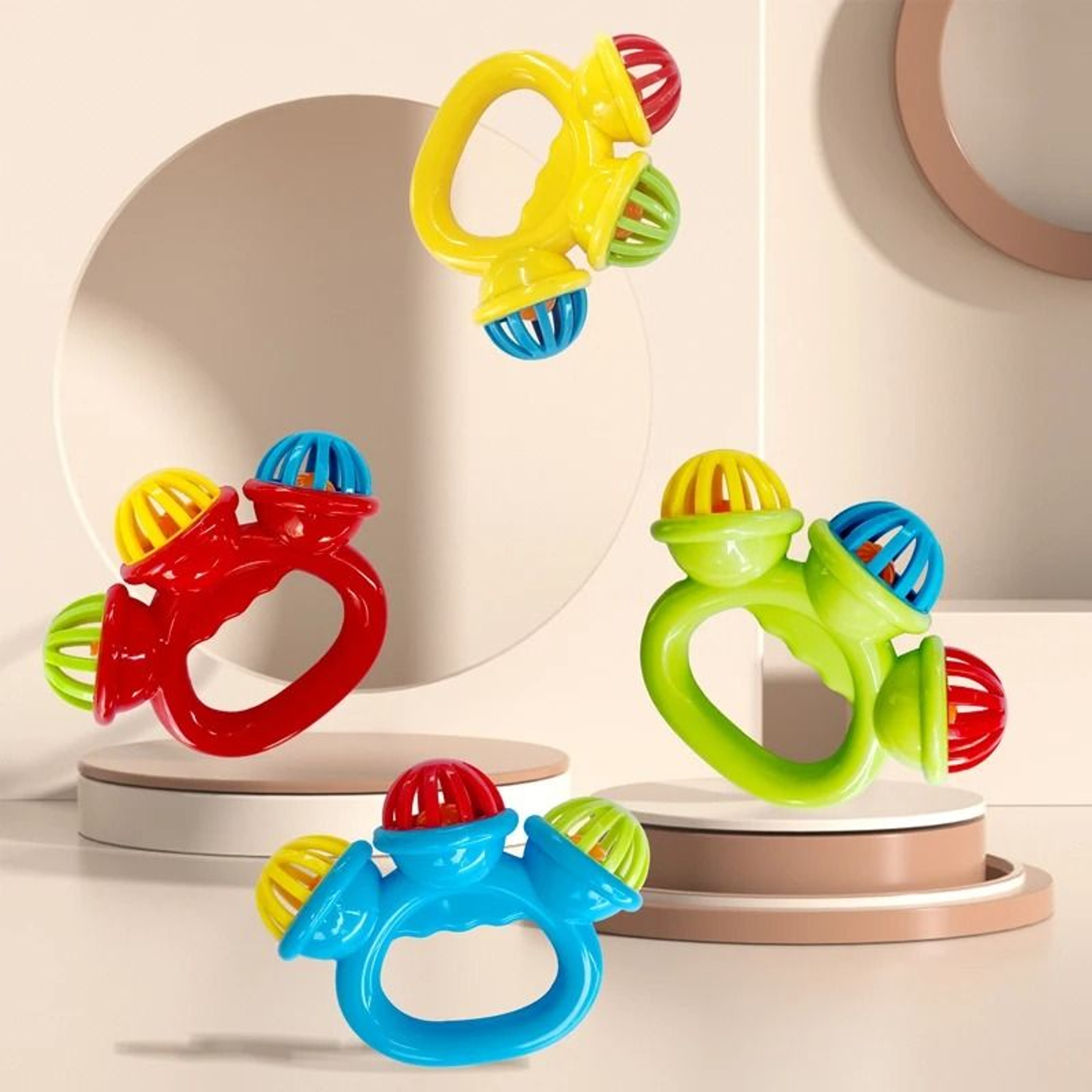 ThreeHeaded Infant Comfort Rattle  Early Educational Hand Bell  Grasping Toy 2