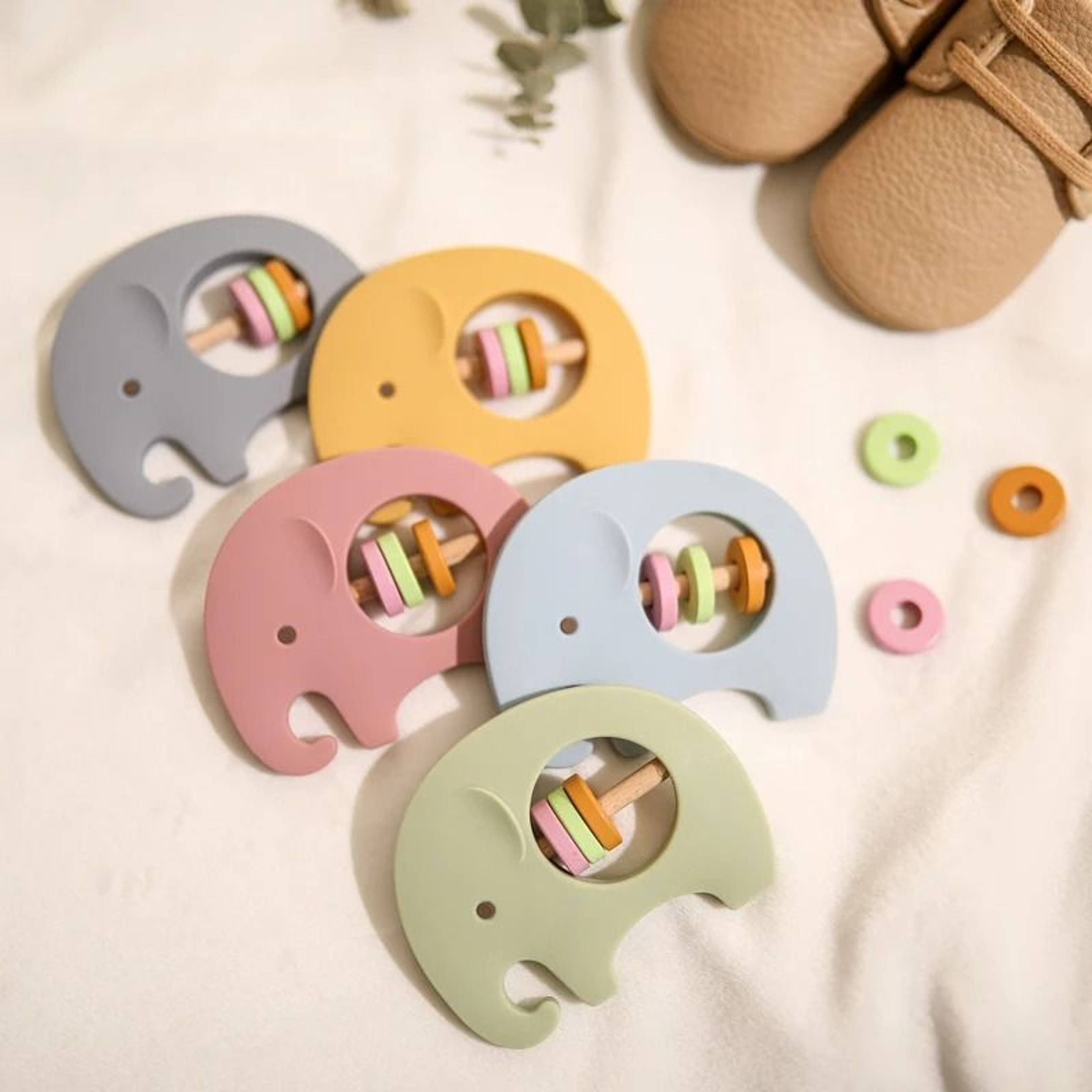 Silicone Elephant Baby Rattle  Teether  BPAFree Montessori Molar Toy 4