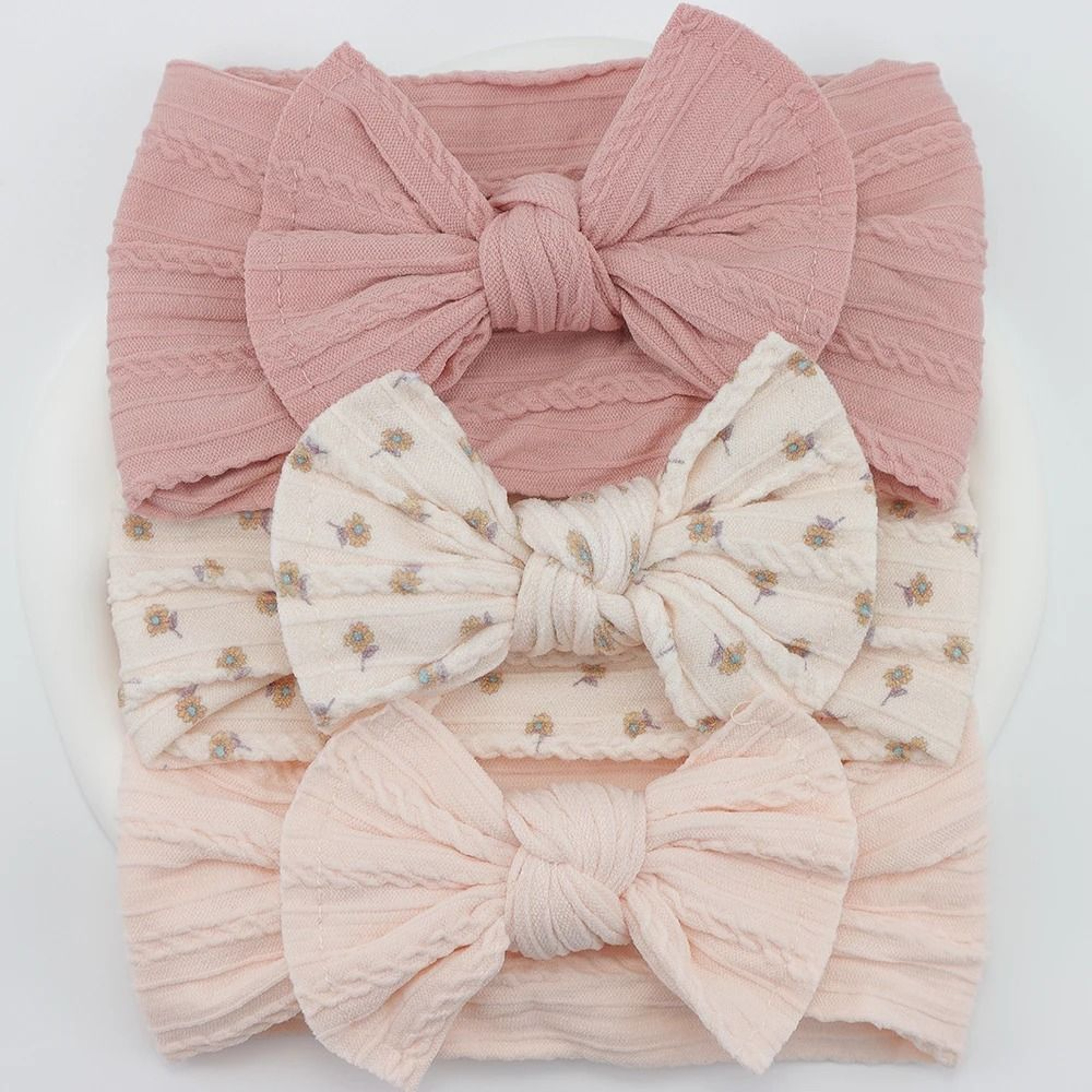 3Piece Premium Elastic Bow Headband Set  Soft Nylon Turban Accessories 0