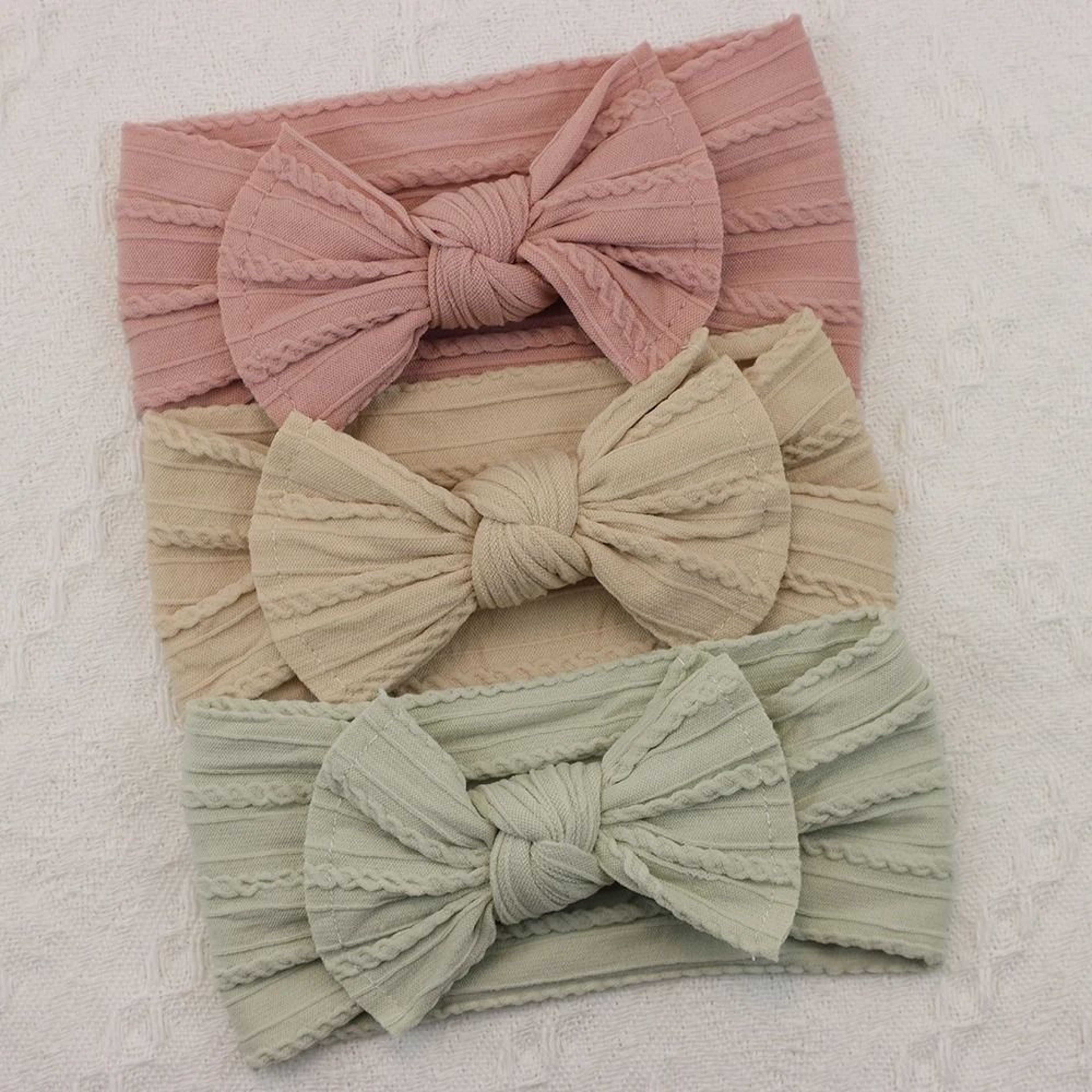 3Piece Premium Elastic Bow Headband Set  Soft Nylon Turban Accessories 6