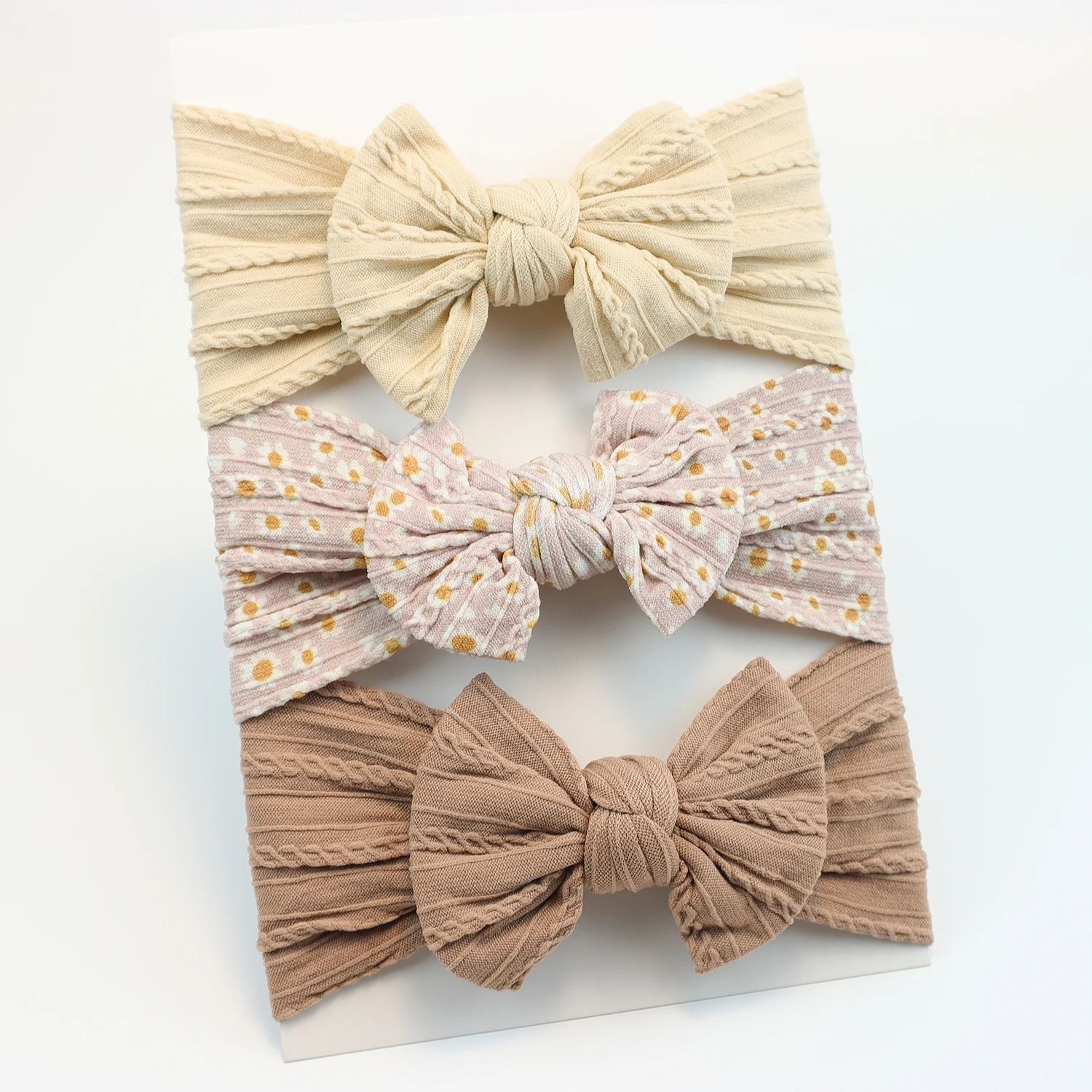 3Piece Premium Elastic Bow Headband Set  Soft Nylon Turban Accessories 15