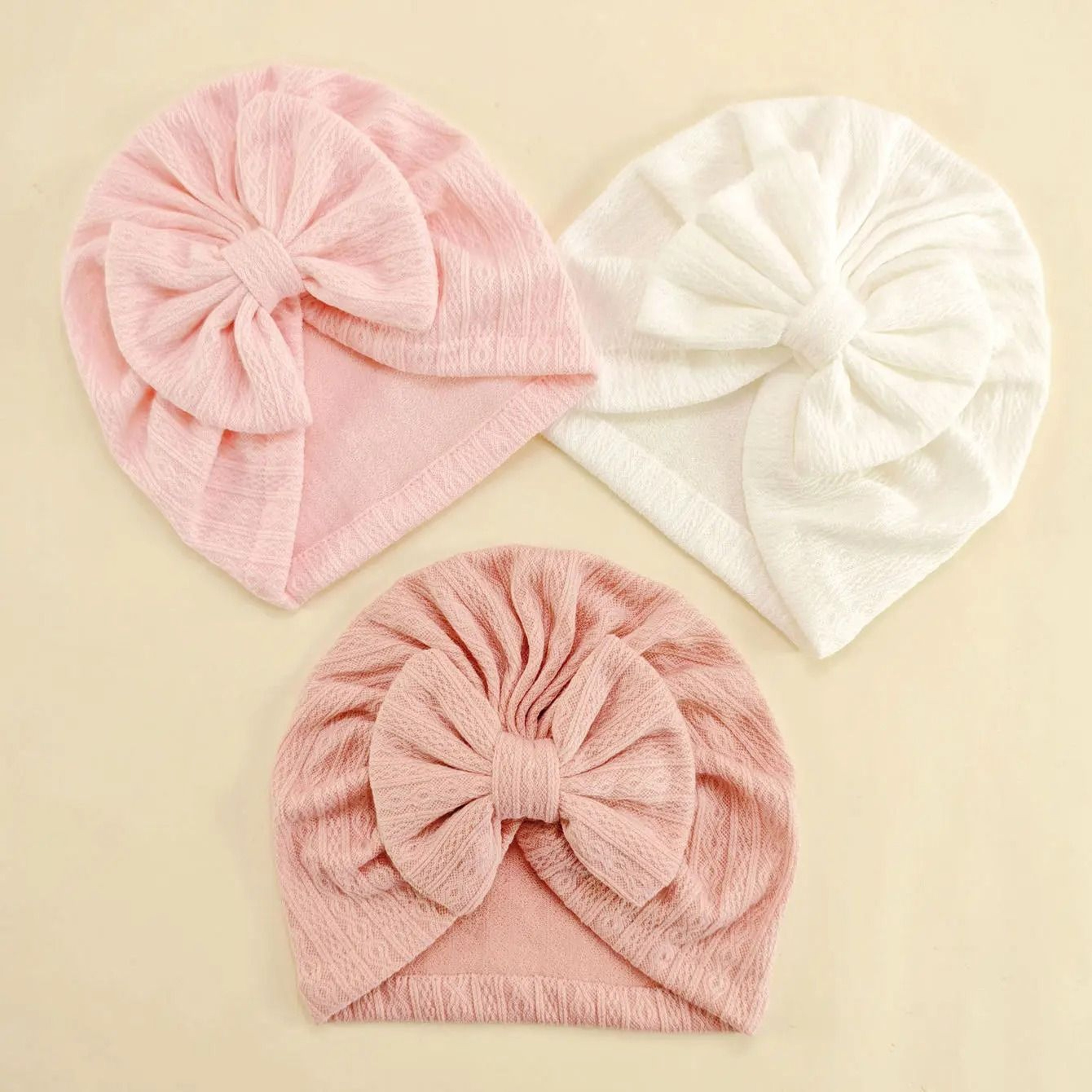 Elite BigBow Newborn Turban  HighStretch Solid Color Beanie For Infants 6