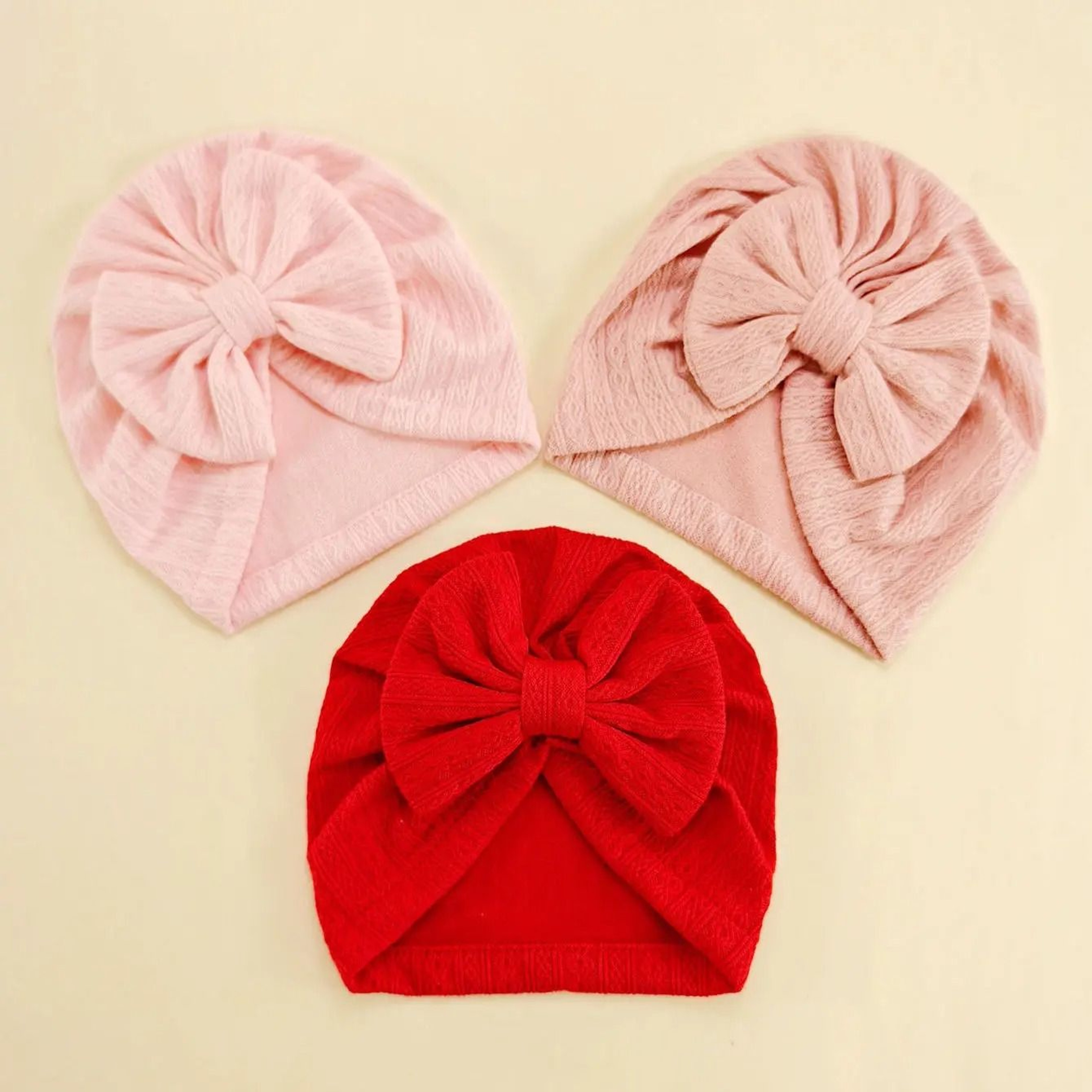 Elite BigBow Newborn Turban  HighStretch Solid Color Beanie For Infants 16