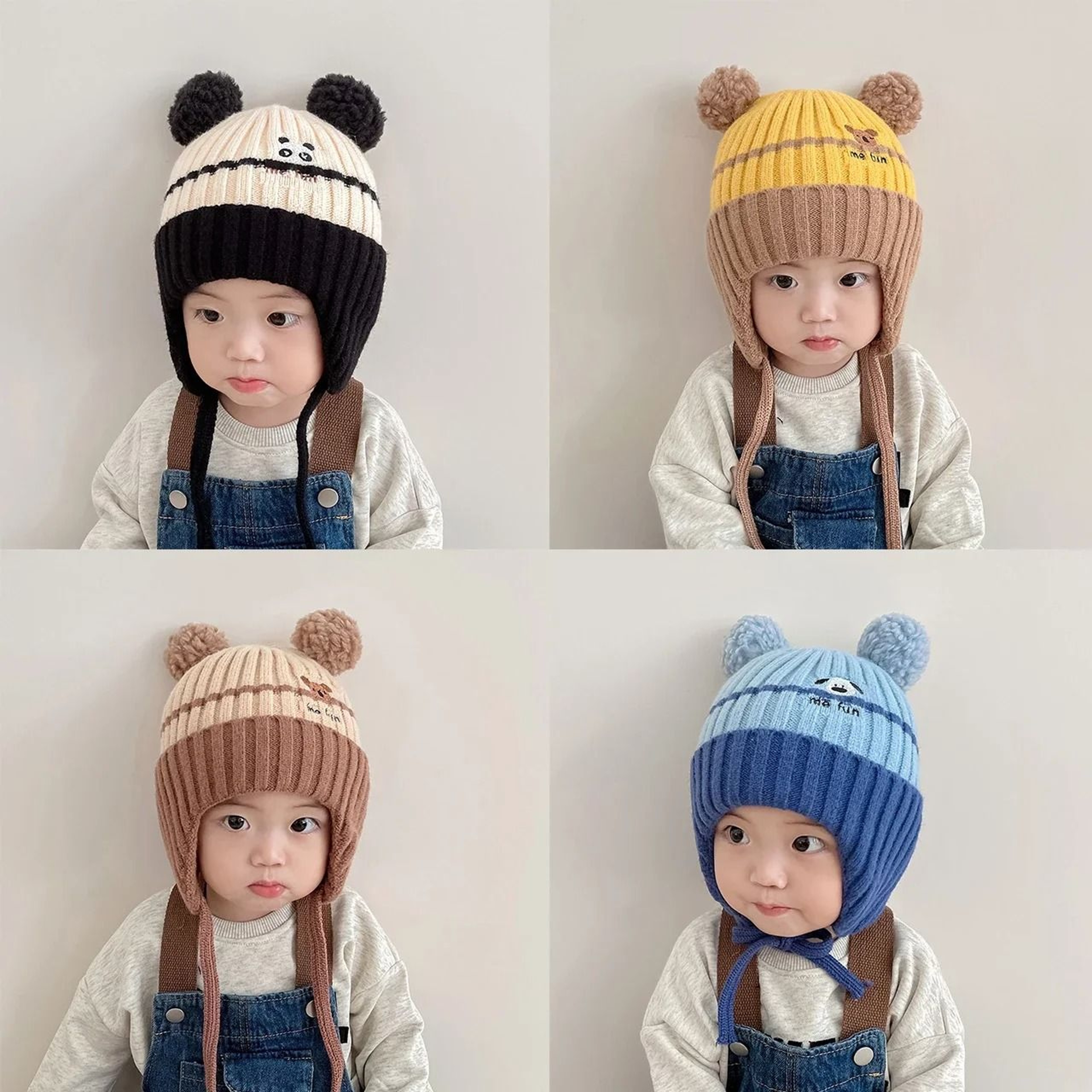 CartoonKinetic Lacing Beanie  Premium AntiCold Knitted Hat For Toddlers 2