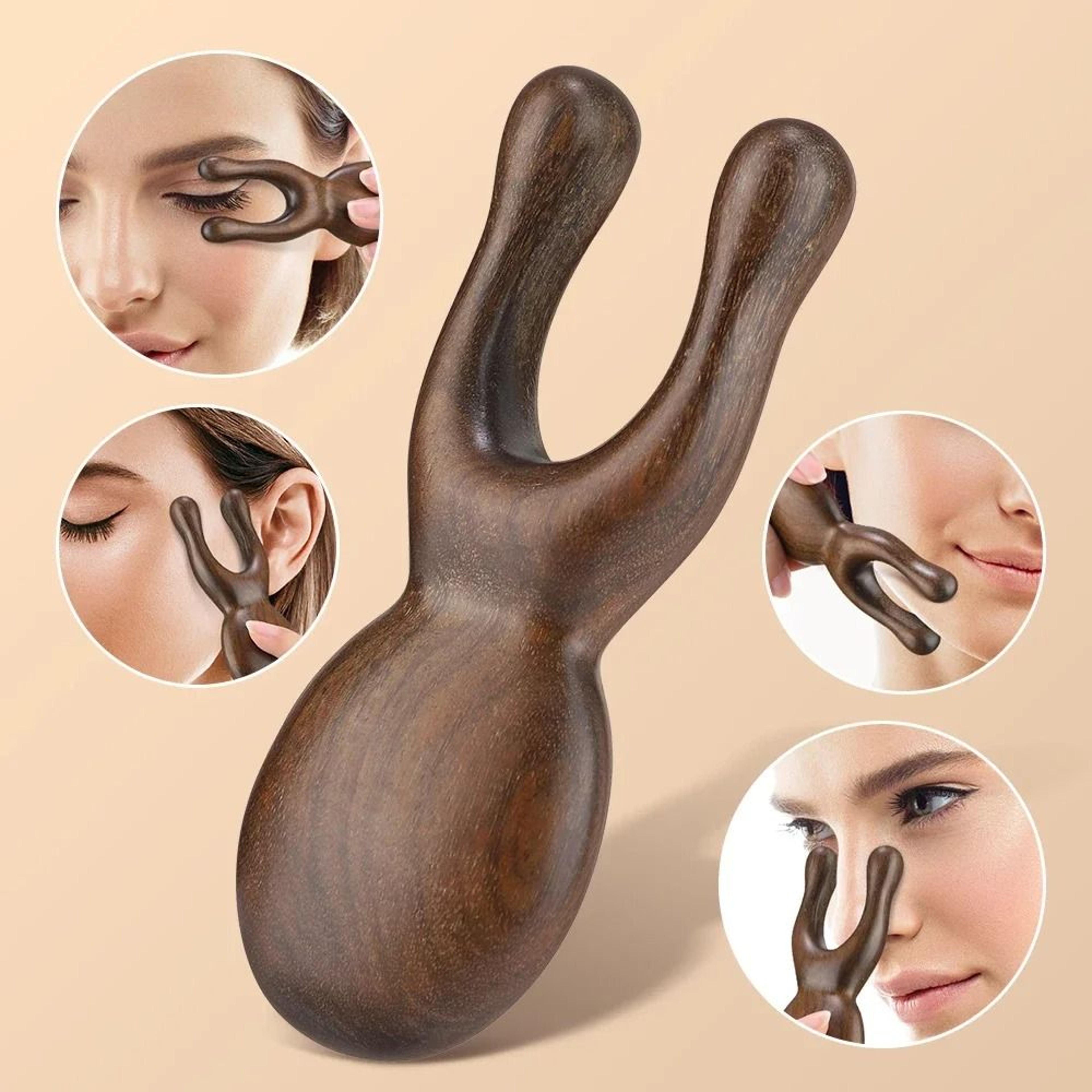 ZenSandalwood Sculpting System  Premium Wooden Gua Sha Facial Tool  Head Massager 0