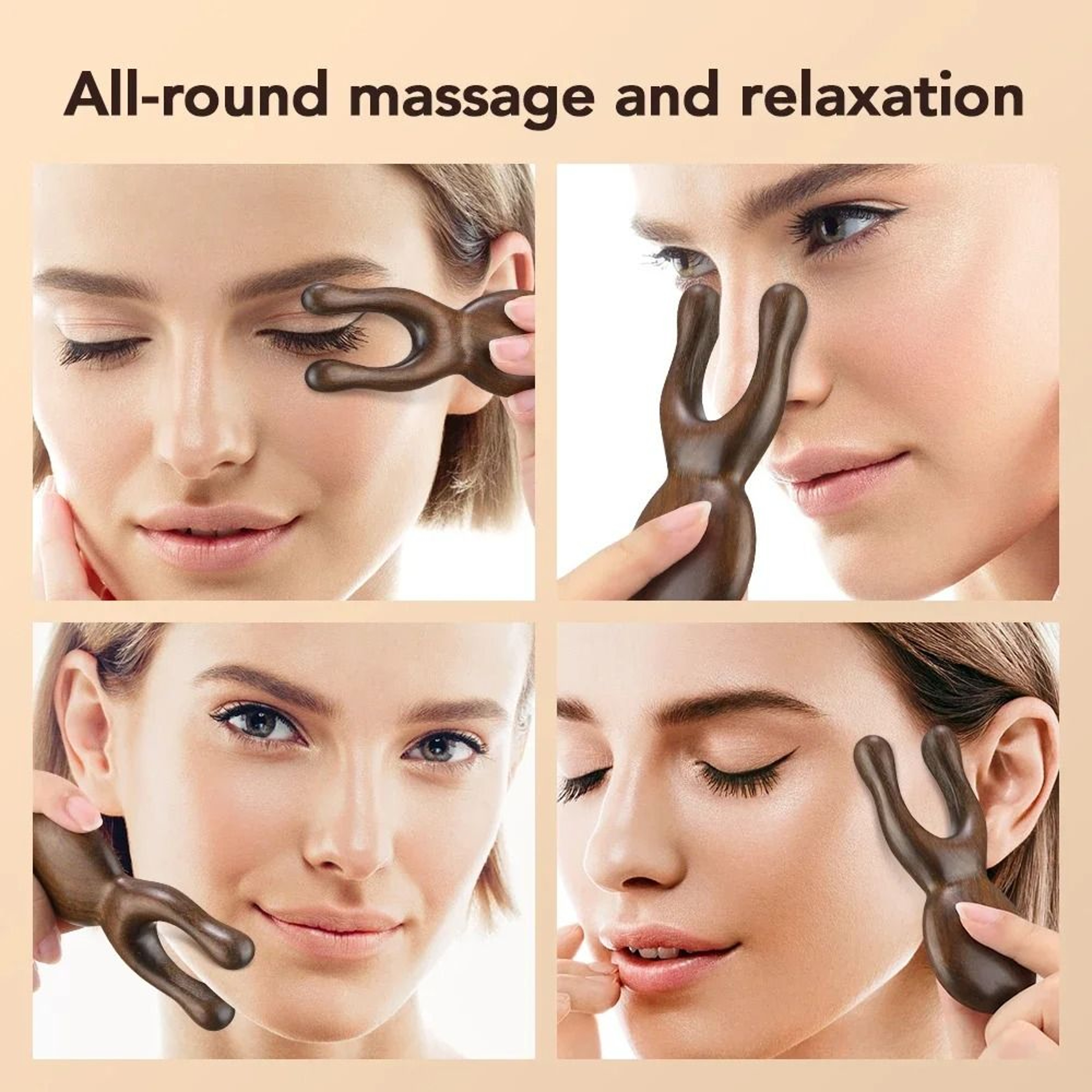 ZenSandalwood Sculpting System  Premium Wooden Gua Sha Facial Tool  Head Massager 4