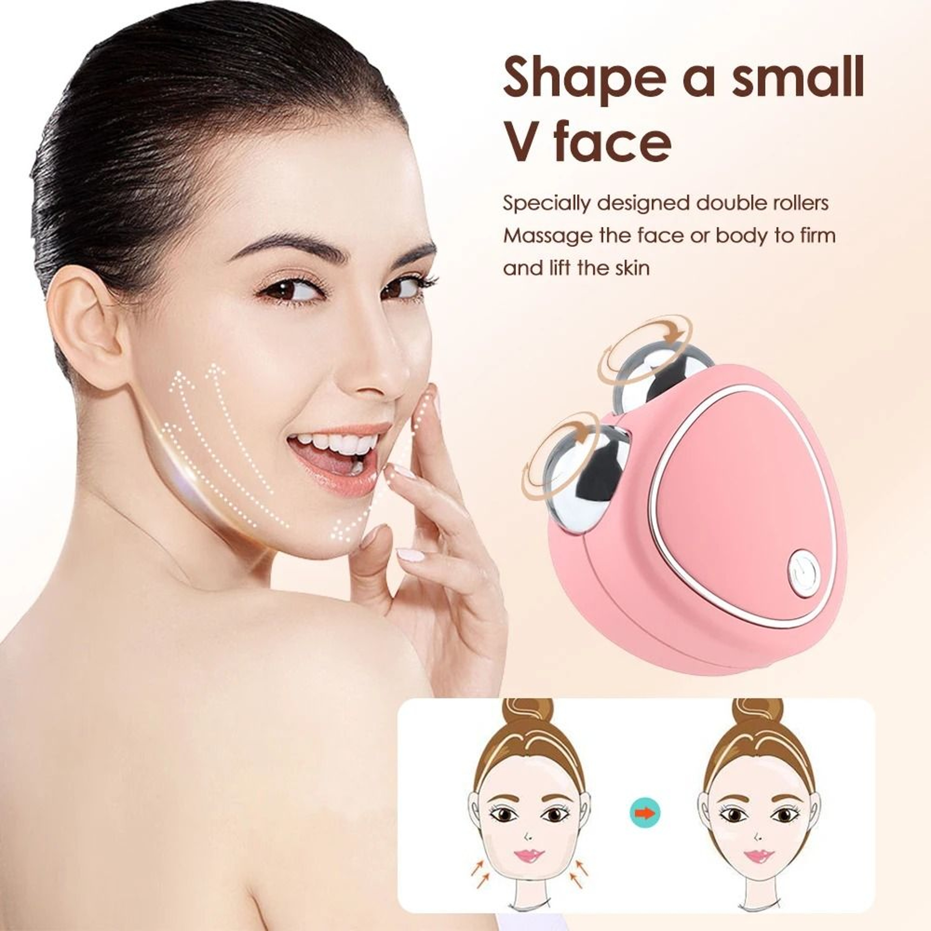 Portable Electric Face Lift Roller Massager With EMS Sonic Facial Lifting Technology 0