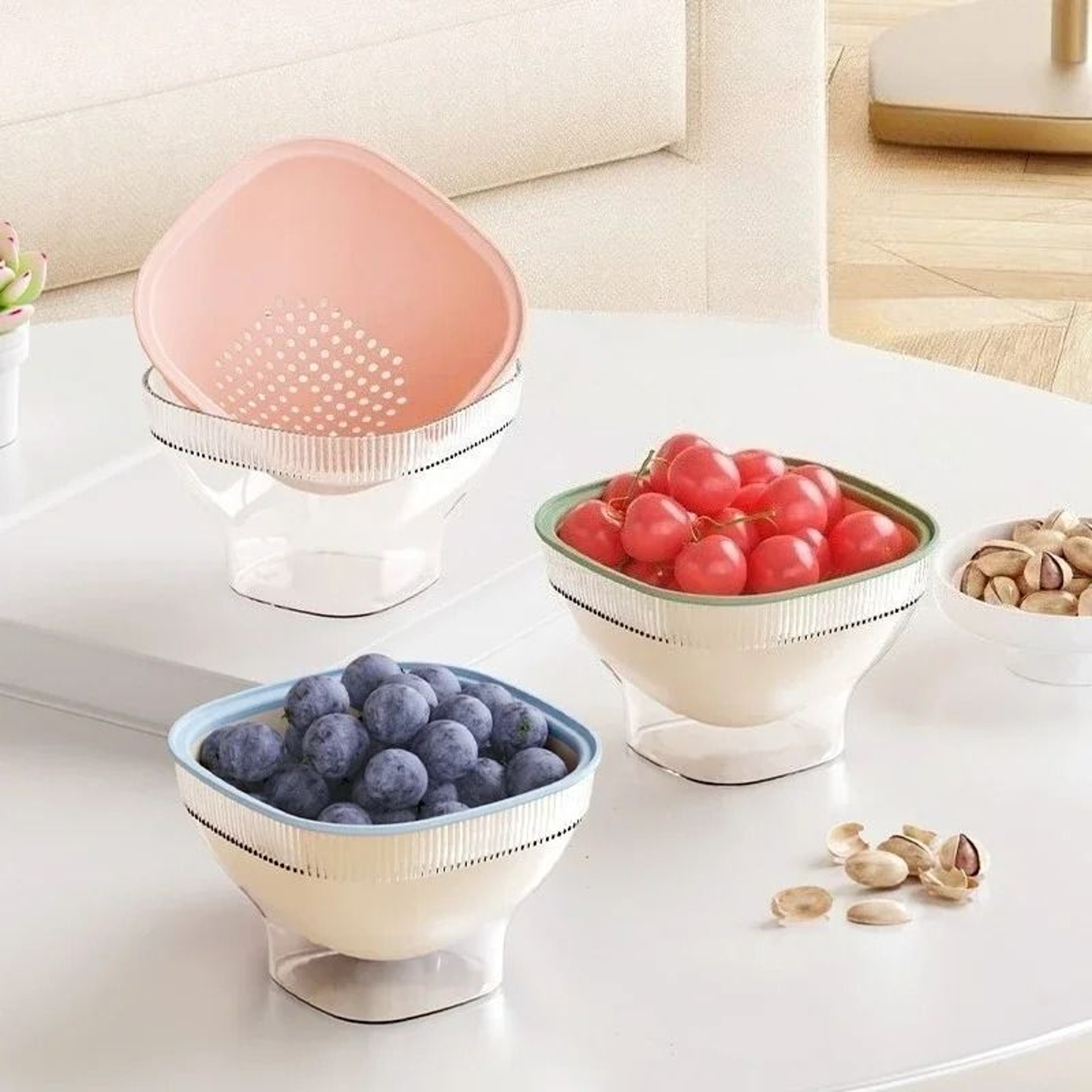 DoubleLayer Kitchen Drain Basket And HighPerformance Dustproof Fruit Vegetable Storage System 0