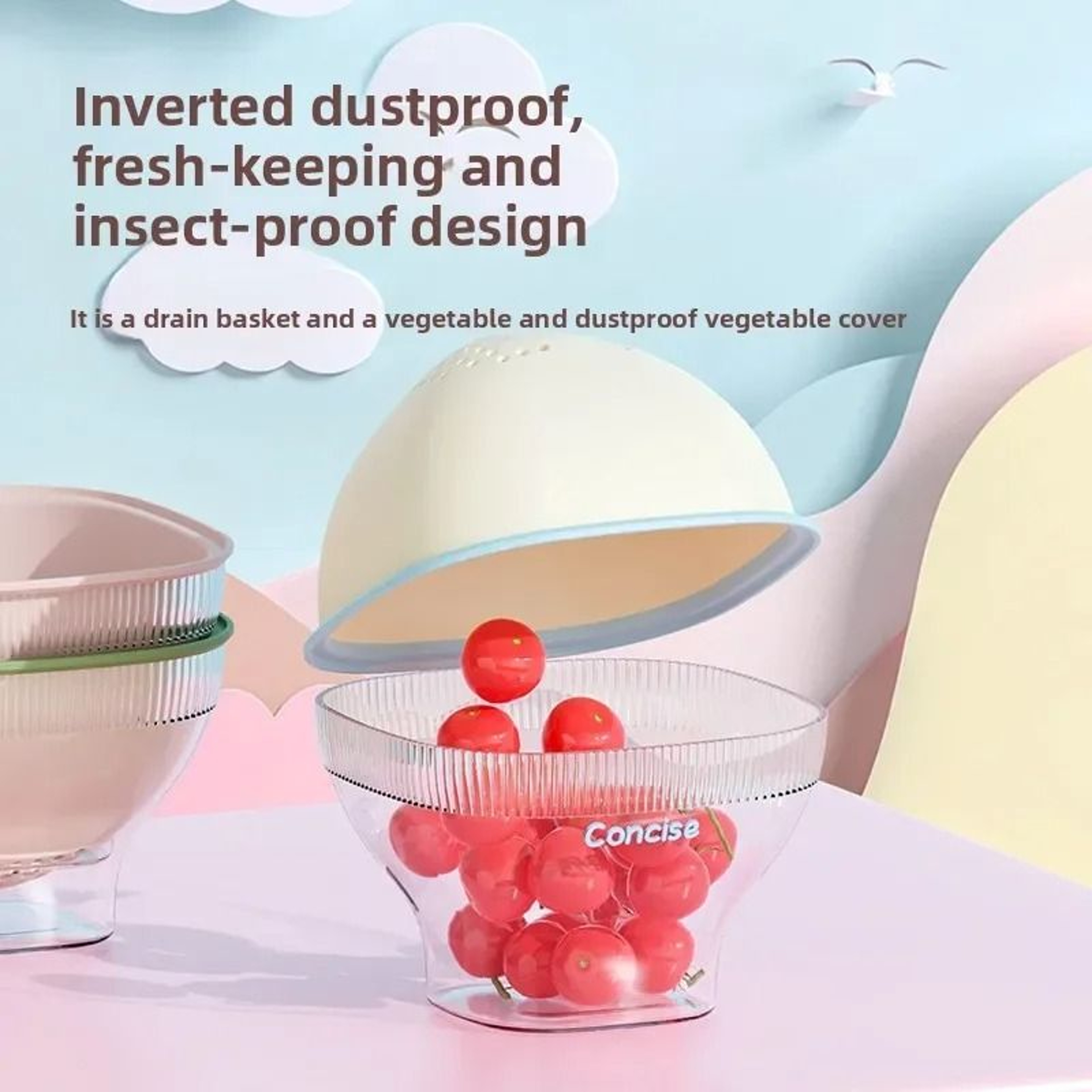 DoubleLayer Kitchen Drain Basket And HighPerformance Dustproof Fruit Vegetable Storage System 4