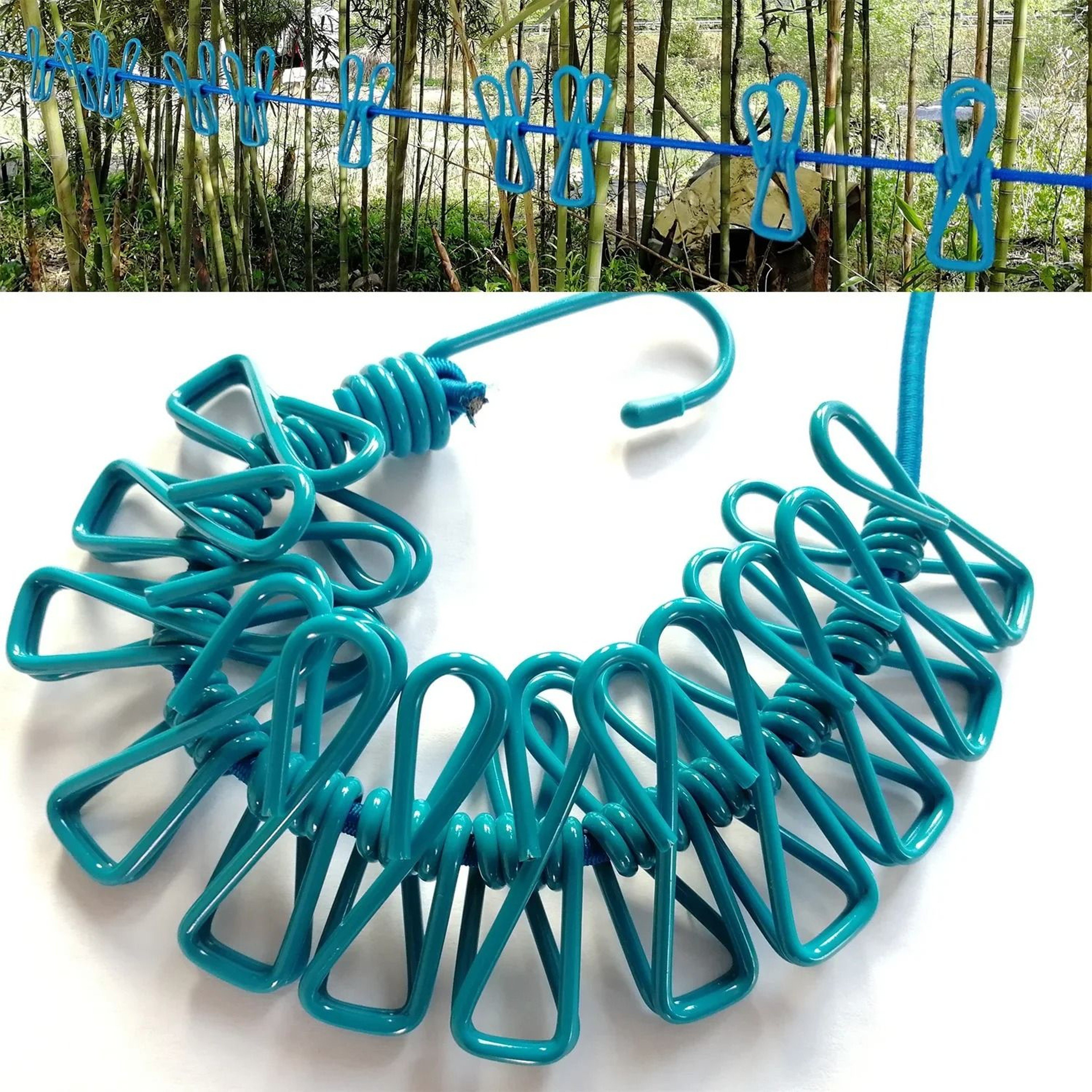 Elastic Windproof Clothesline And HighPerformance 12Clip Portable Drying System 0