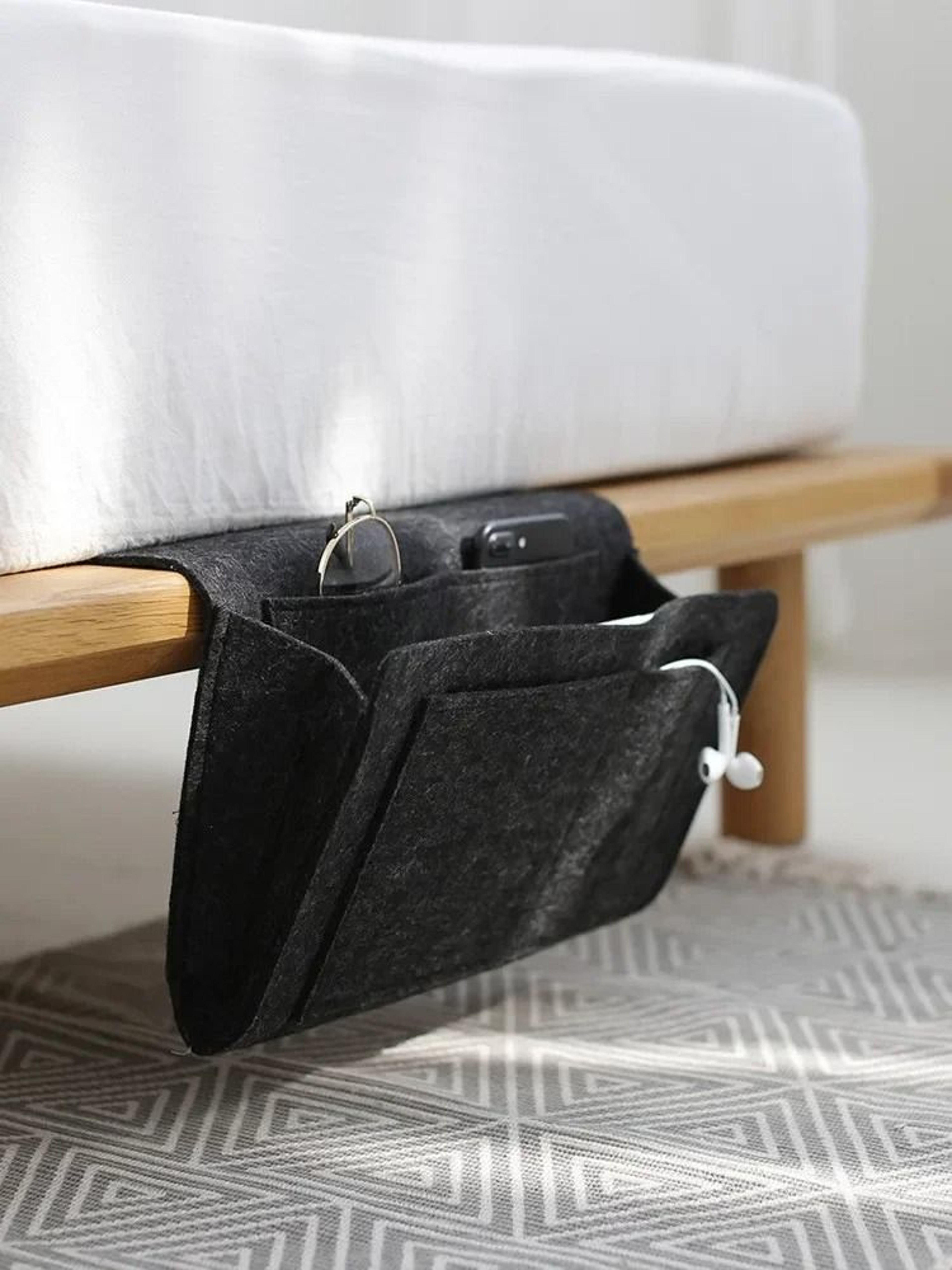 Felt Bedside Hanging Organizer And HighPerformance Remote Control Storage Hub 0