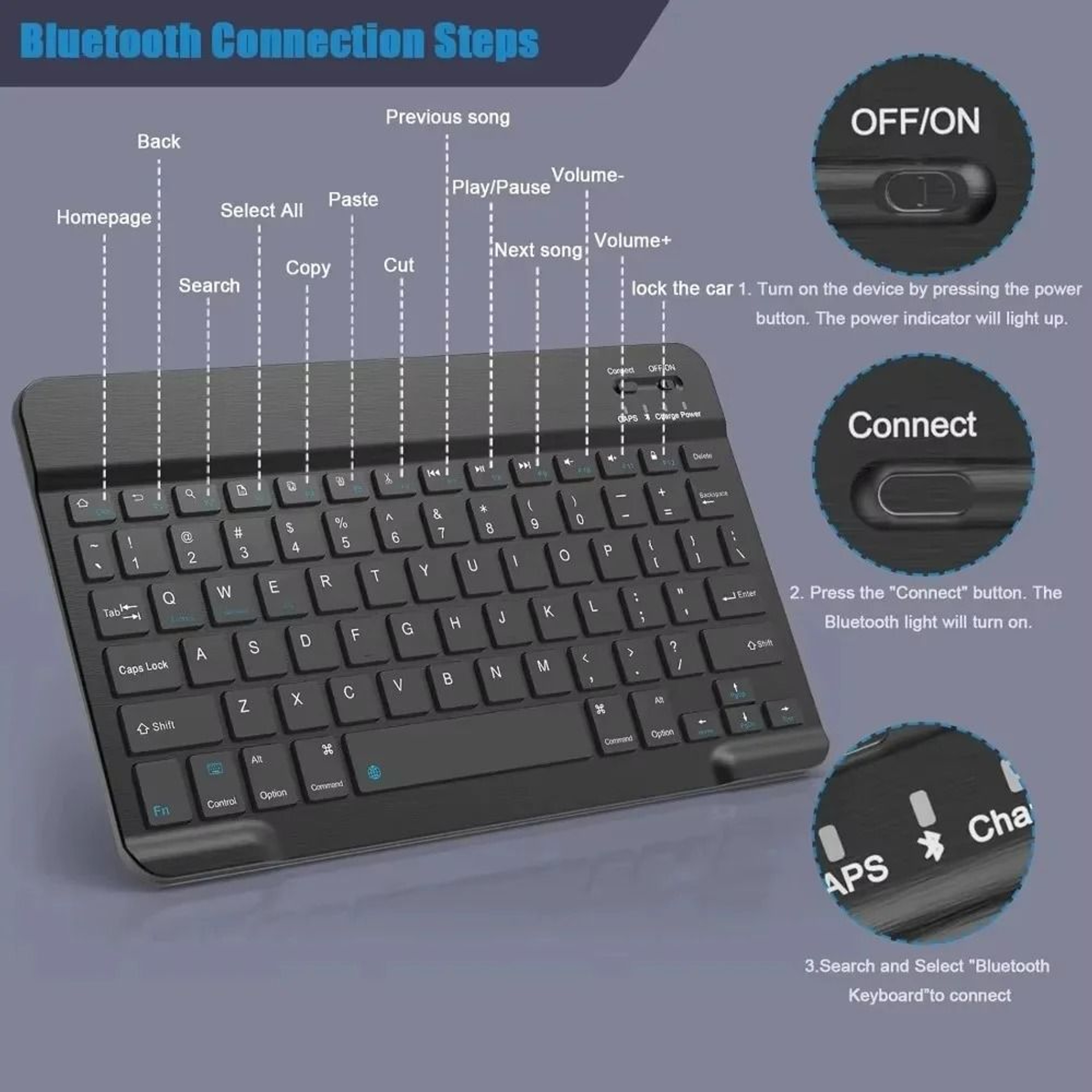 Rechargeable Mini Bluetooth 50 Wireless Keyboard For IPad Samsung And Xiaomi Tablets 2