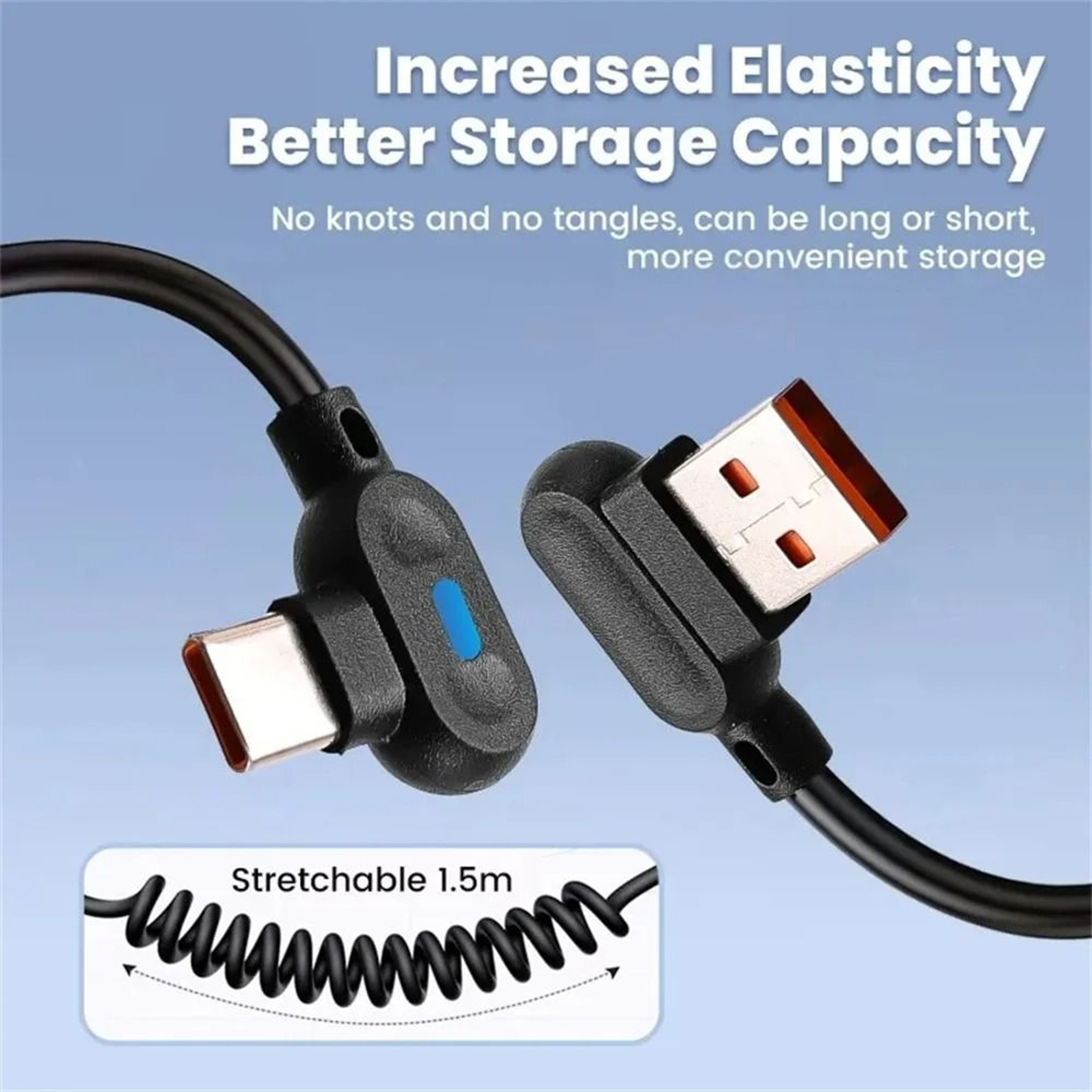 HighSpeed 6A Retractable Spring USBC Fast Charging Cable 1