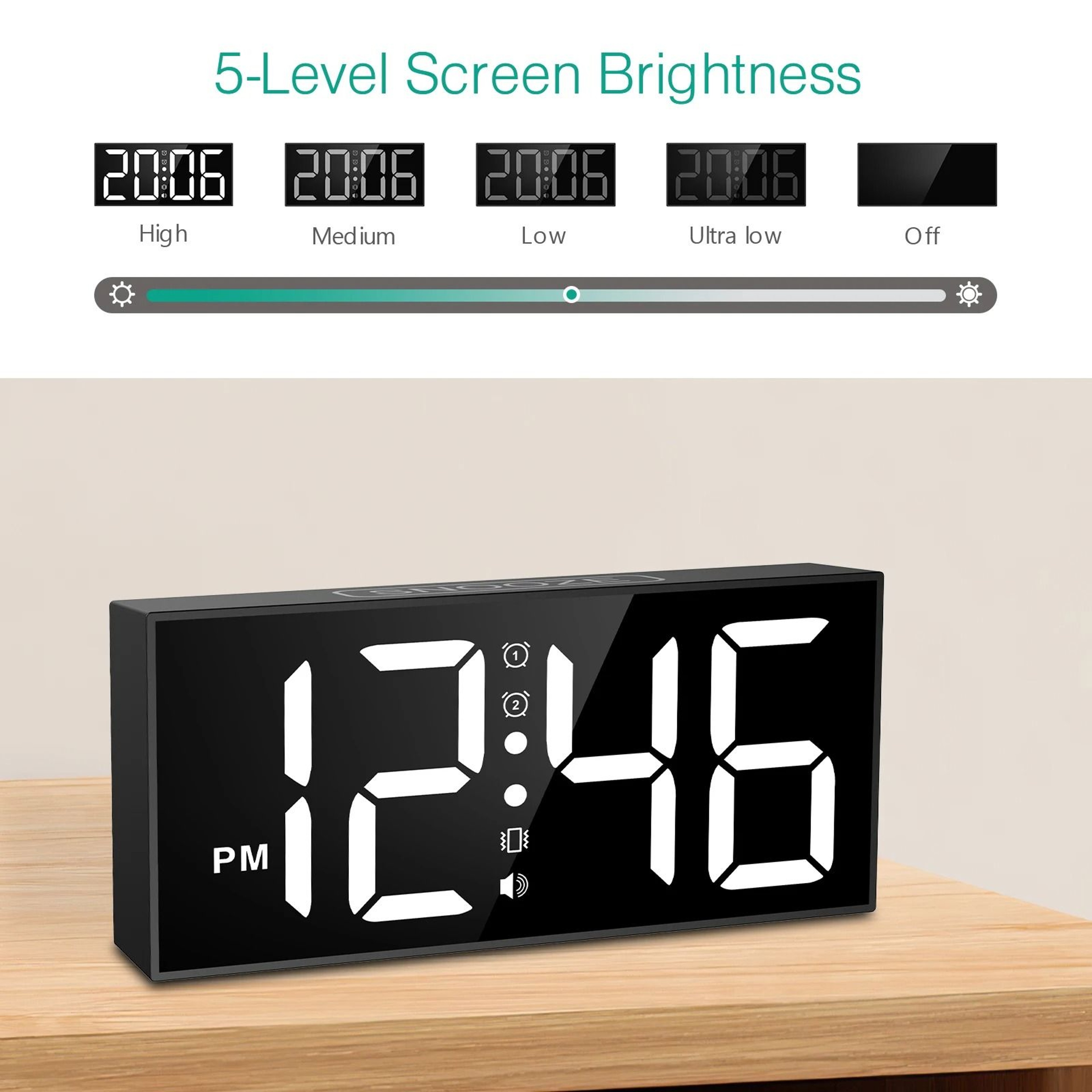 ORIA Vibrating Alarm Clock  75 Large Display LED Digital Clock With Bed Shaker 1