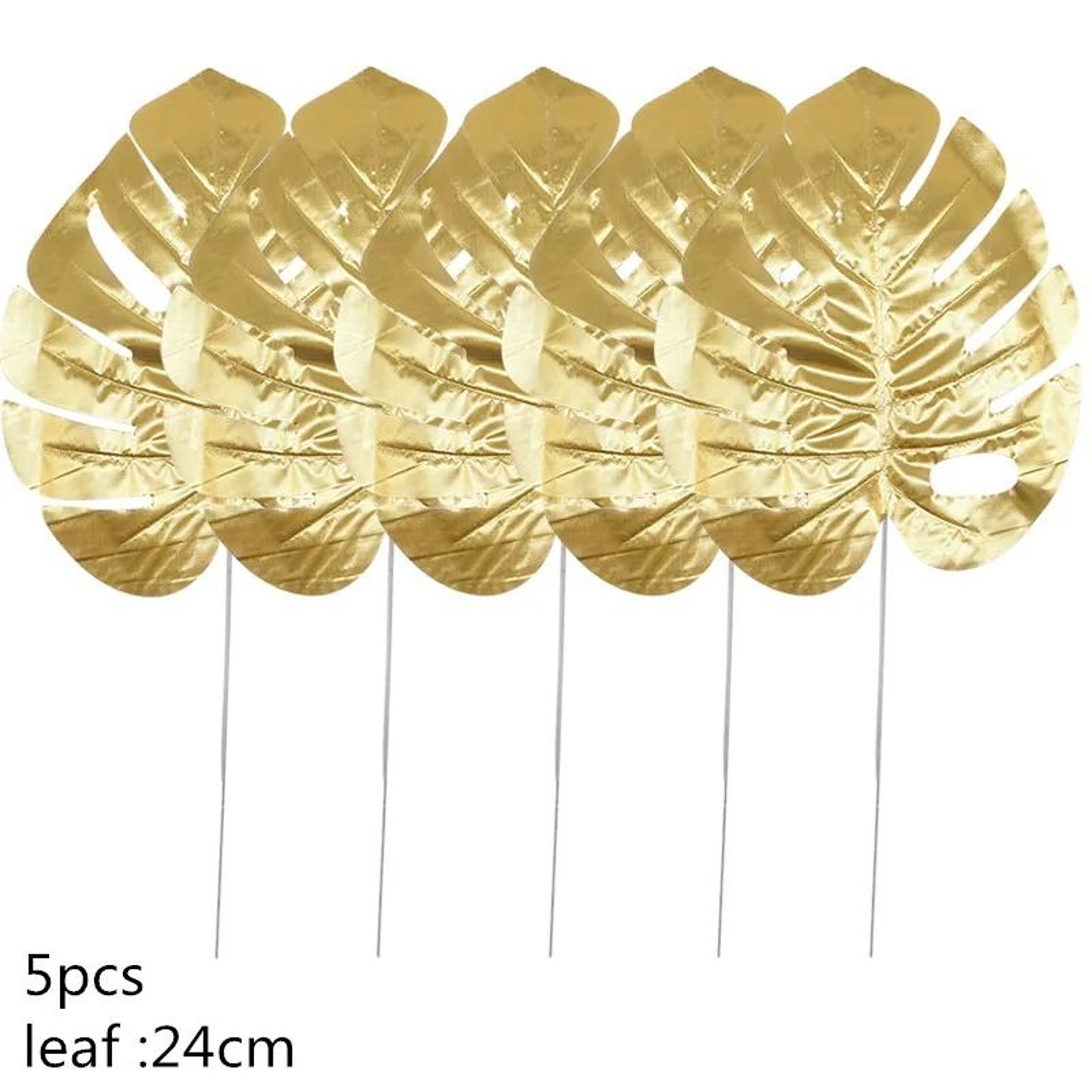 Artificial Monstera  Palm Leaves Set  Gold  Green Silk Tropical Foliage 9