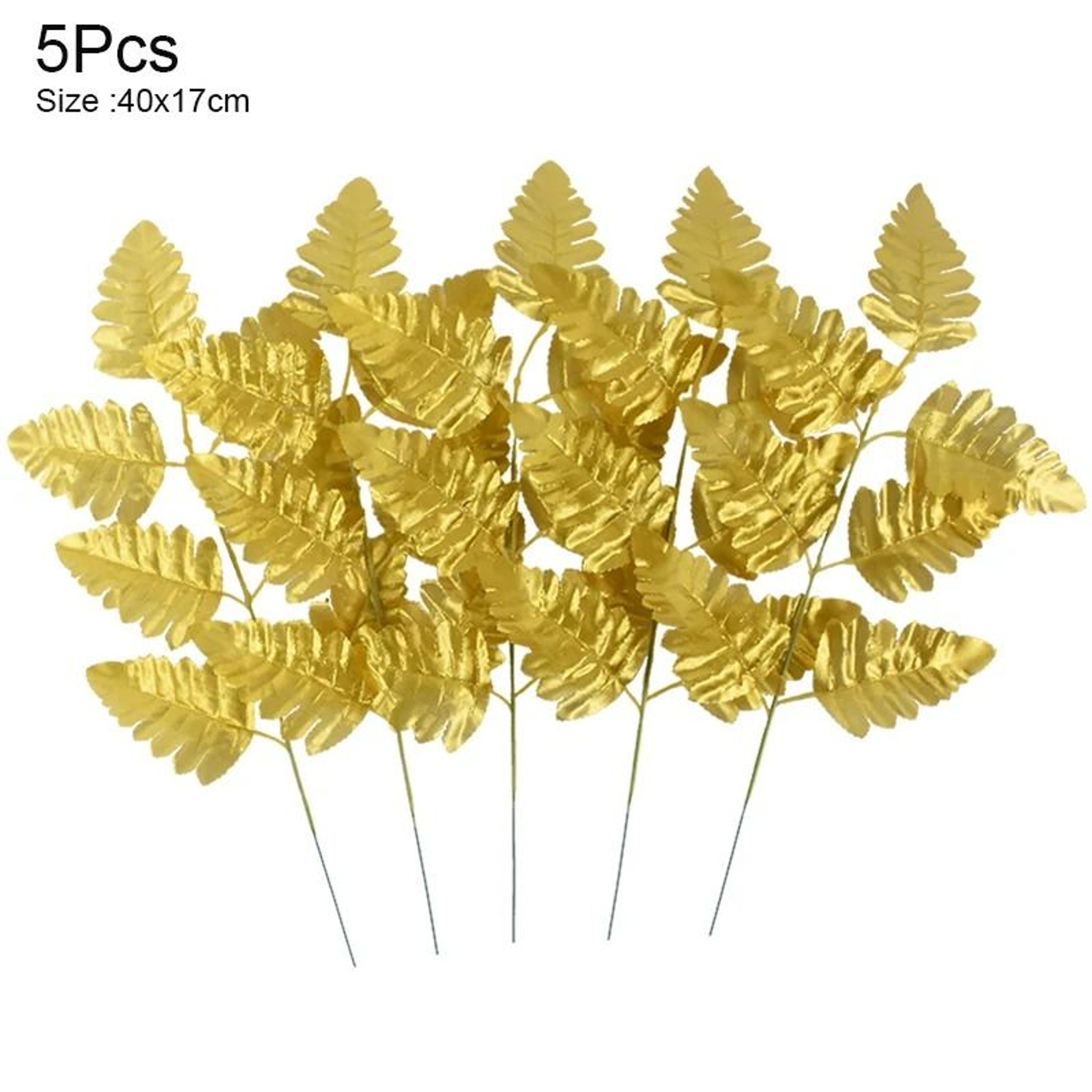 Artificial Monstera  Palm Leaves Set  Gold  Green Silk Tropical Foliage 18
