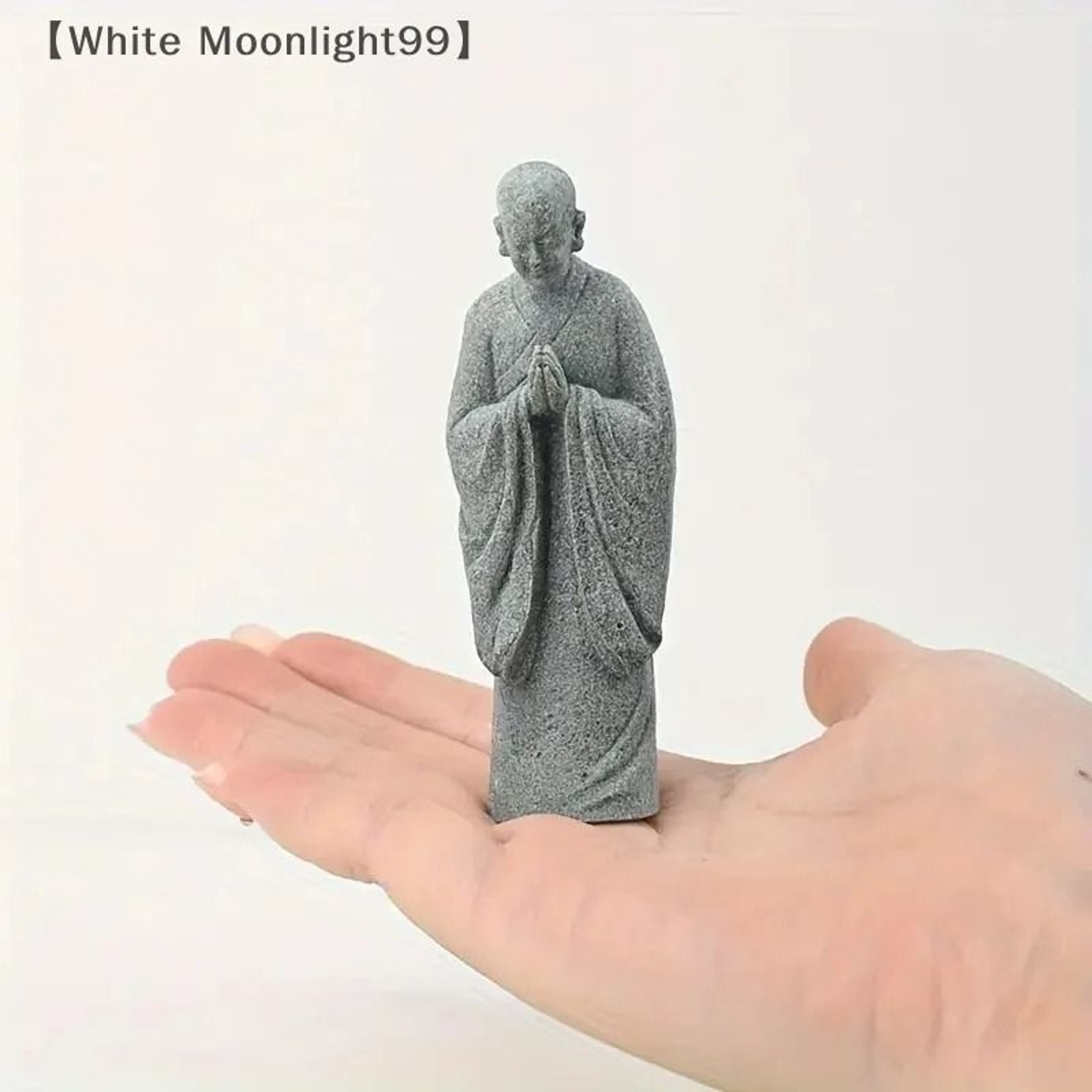 White Wishing Monk Statue  Zen Oriental Buddhist Micro Landscape Ornament 2