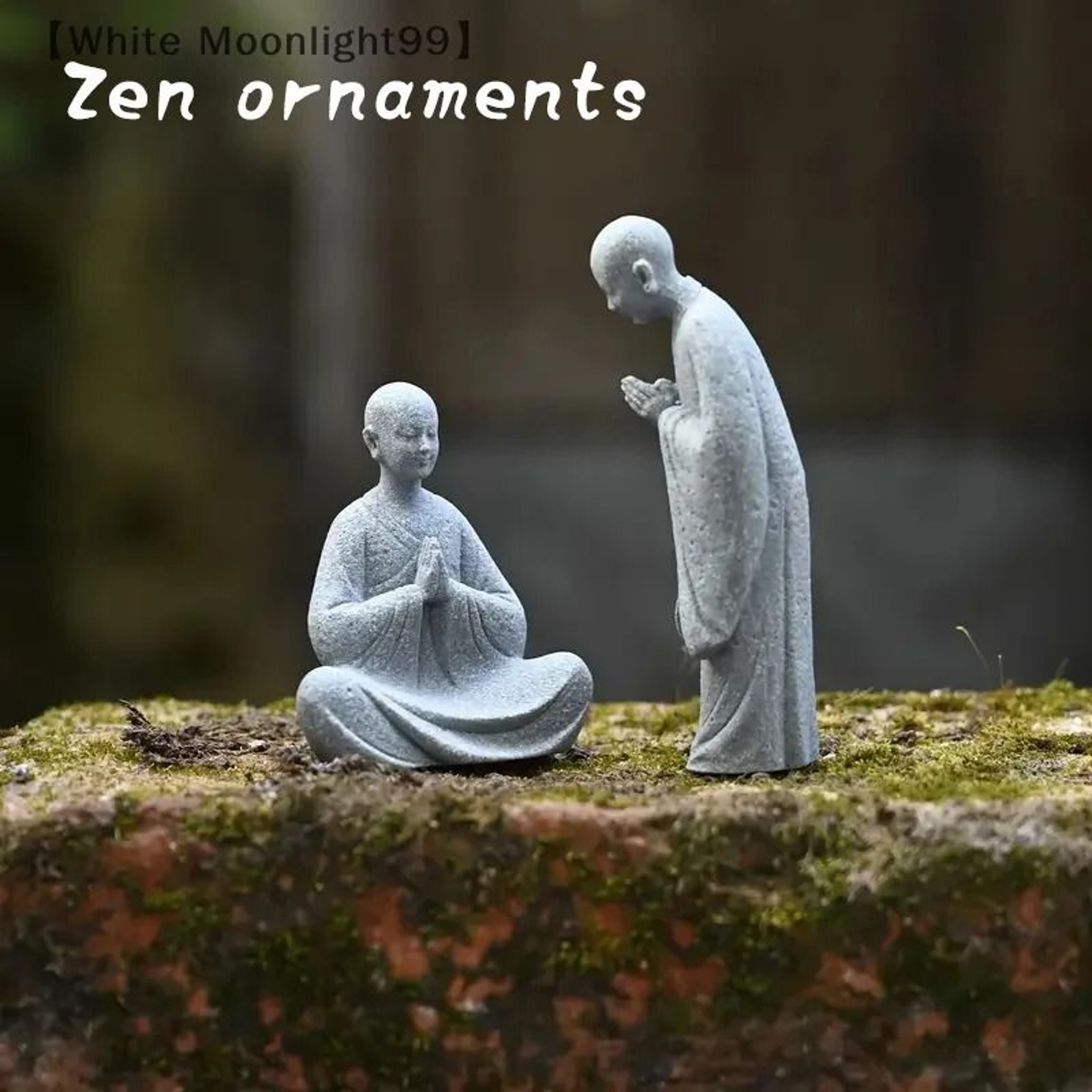 White Wishing Monk Statue  Zen Oriental Buddhist Micro Landscape Ornament 3