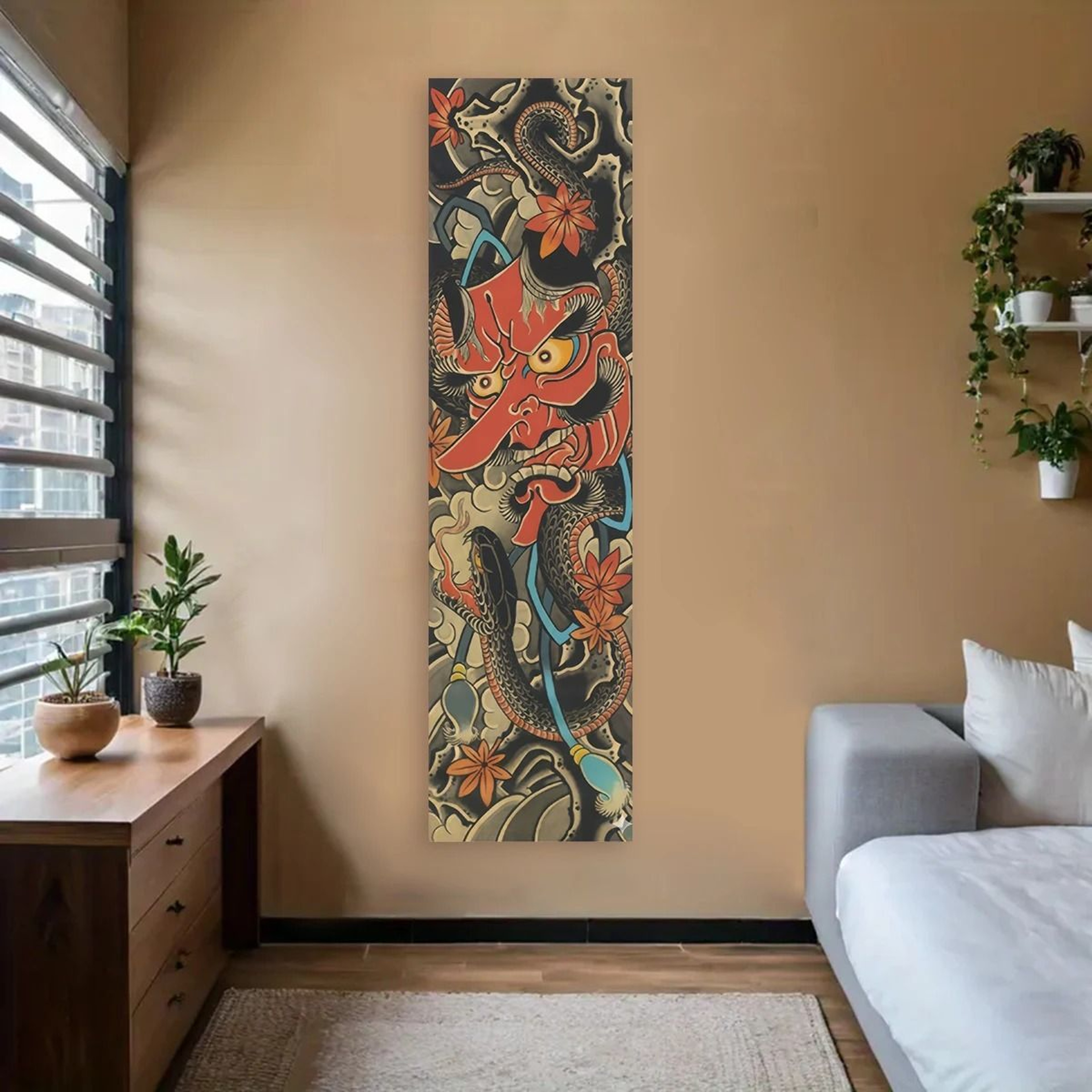 VIKAMA Japanese Wave Wall Tapestry  Red Sun Landscape Aesthetic Wall Hanging 11