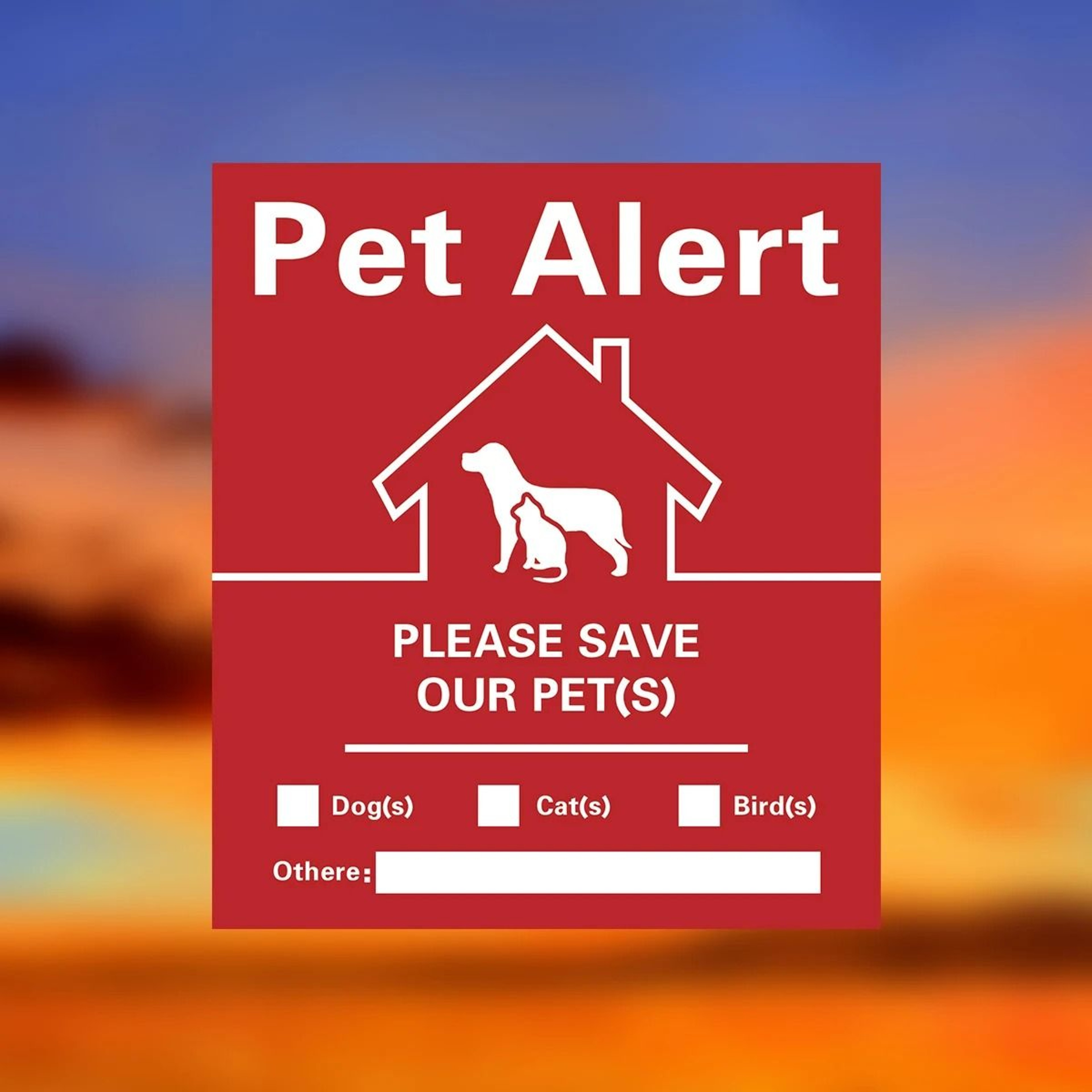 Pet Alert Emergency Window Decals  Static Cling Save Our Pets Stickers 4Pack 10