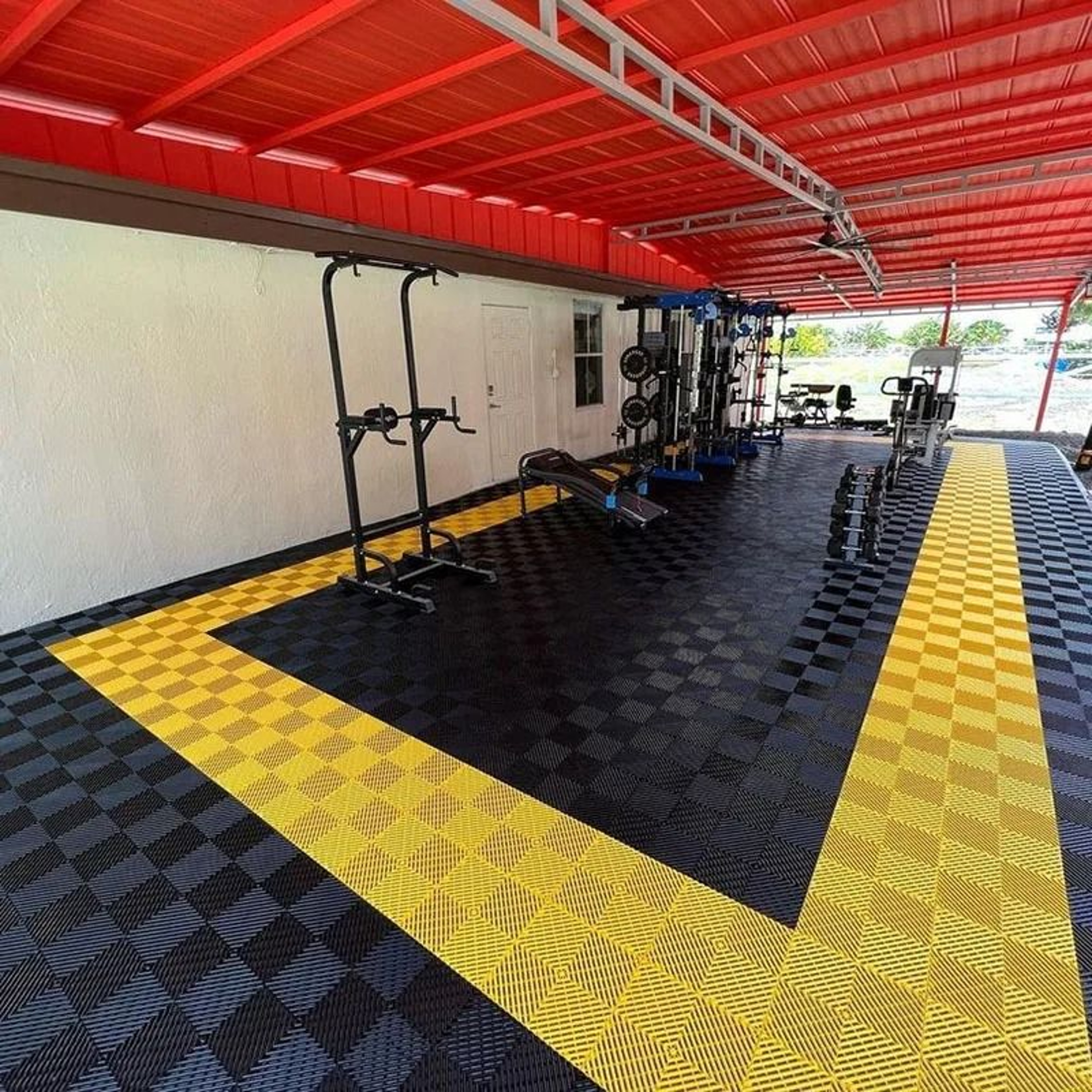 Interlocking Garage Floor Tiles  Vented Modular Outdoor Event  Workshop Flooring 0