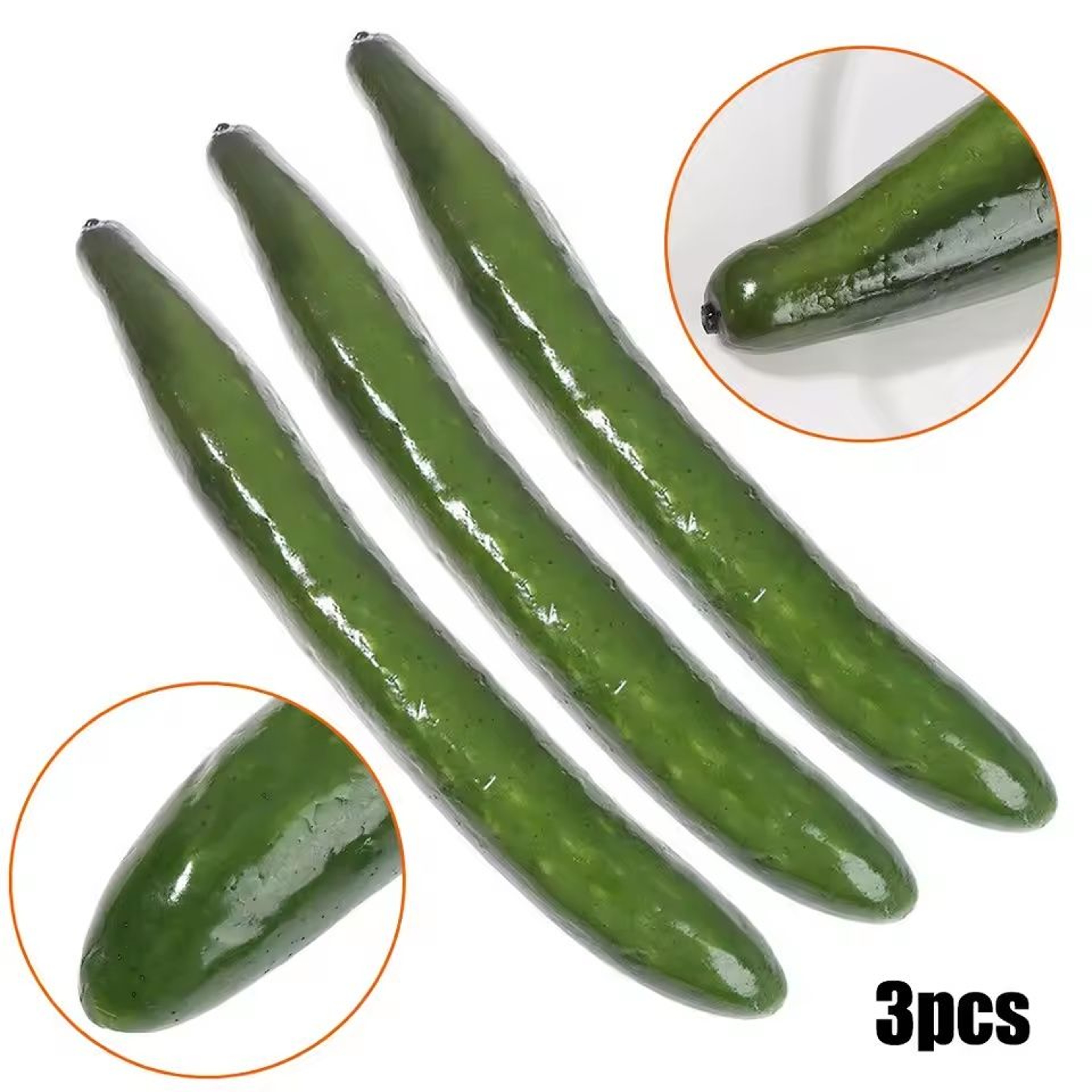 3Pcs Realistic Simulation Cucumbers  26cm Lifelike Artificial Vegetable Props For Home  Kitchen 2