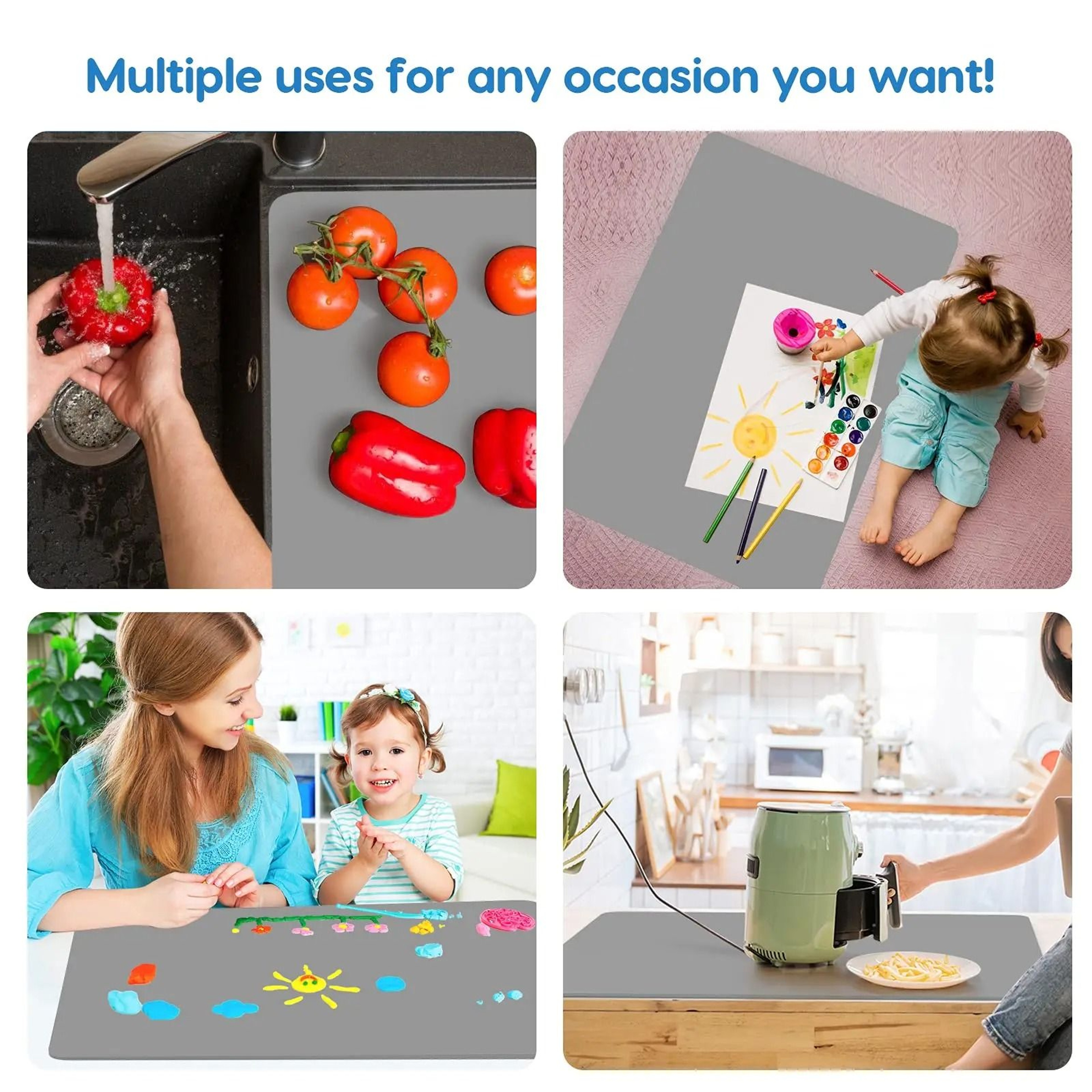 Premium Large Soft Silicone Table Mat  OilProof  HeatResistant Kitchen Counter Protector 5
