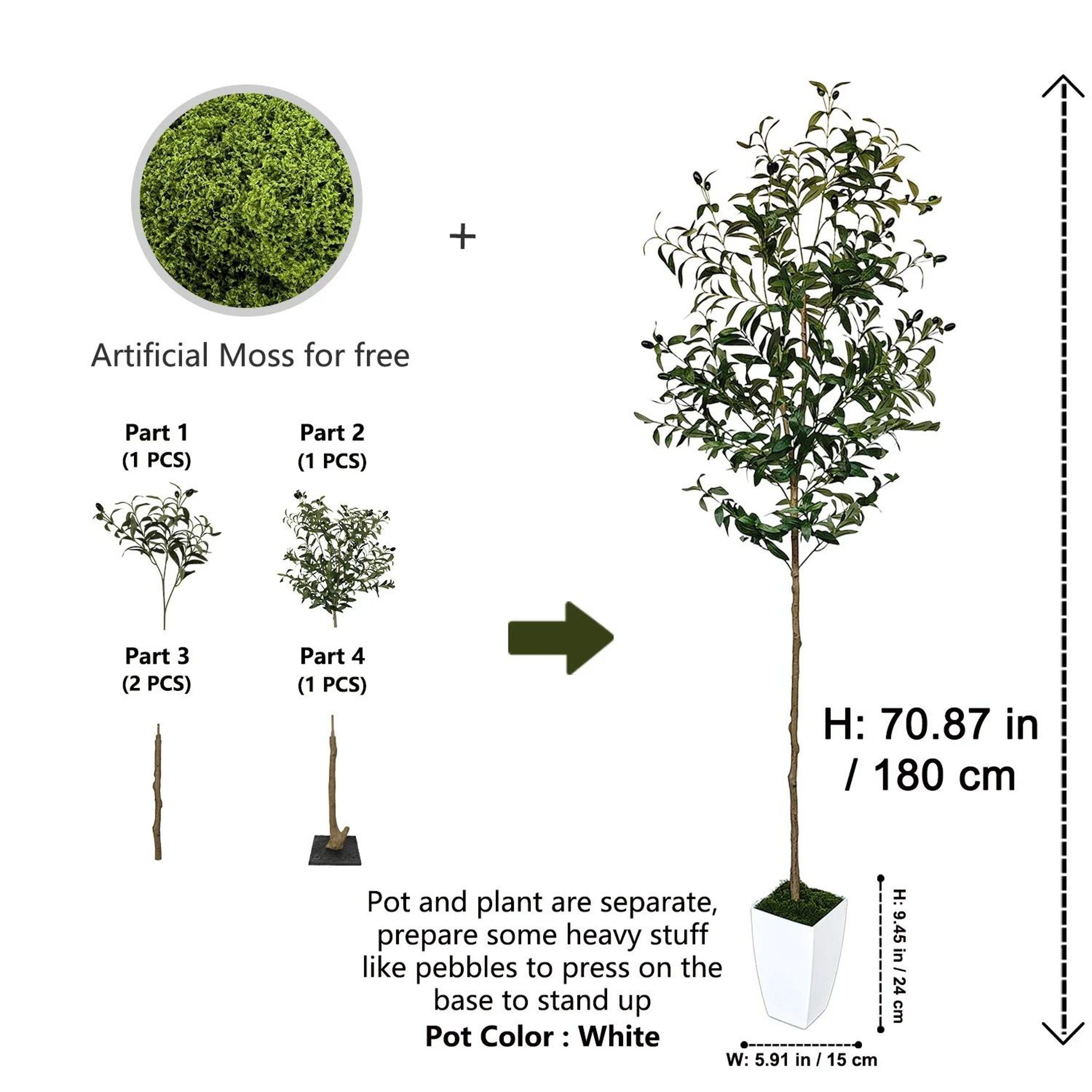 Premium Artificial Olive Tree Branch  Modern Minimalist Mediterranean Fake Plant 12