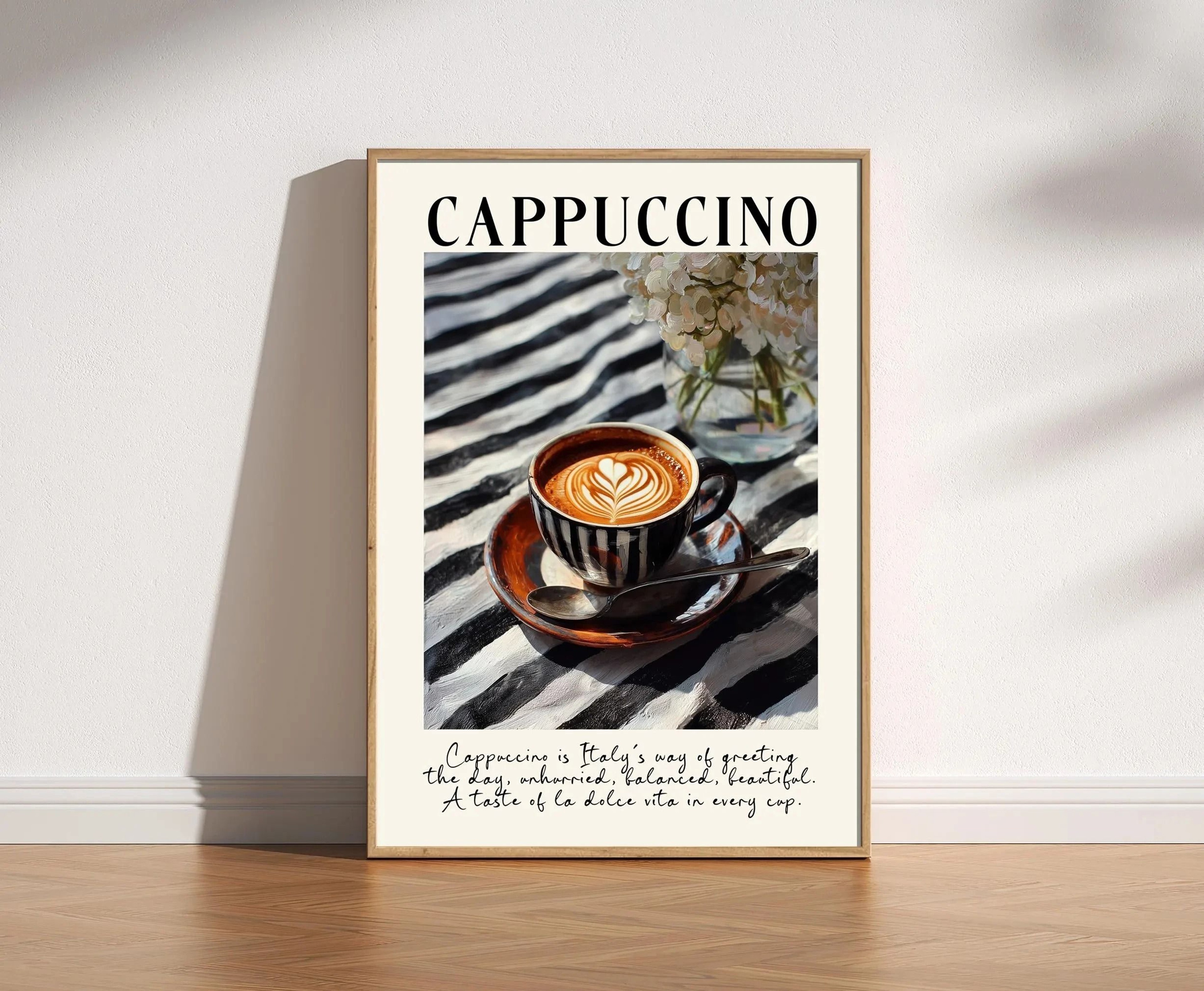 Retro Coffee Stripes Canvas Print  Minimalist Kitchen  Restaurant Wall Art 12