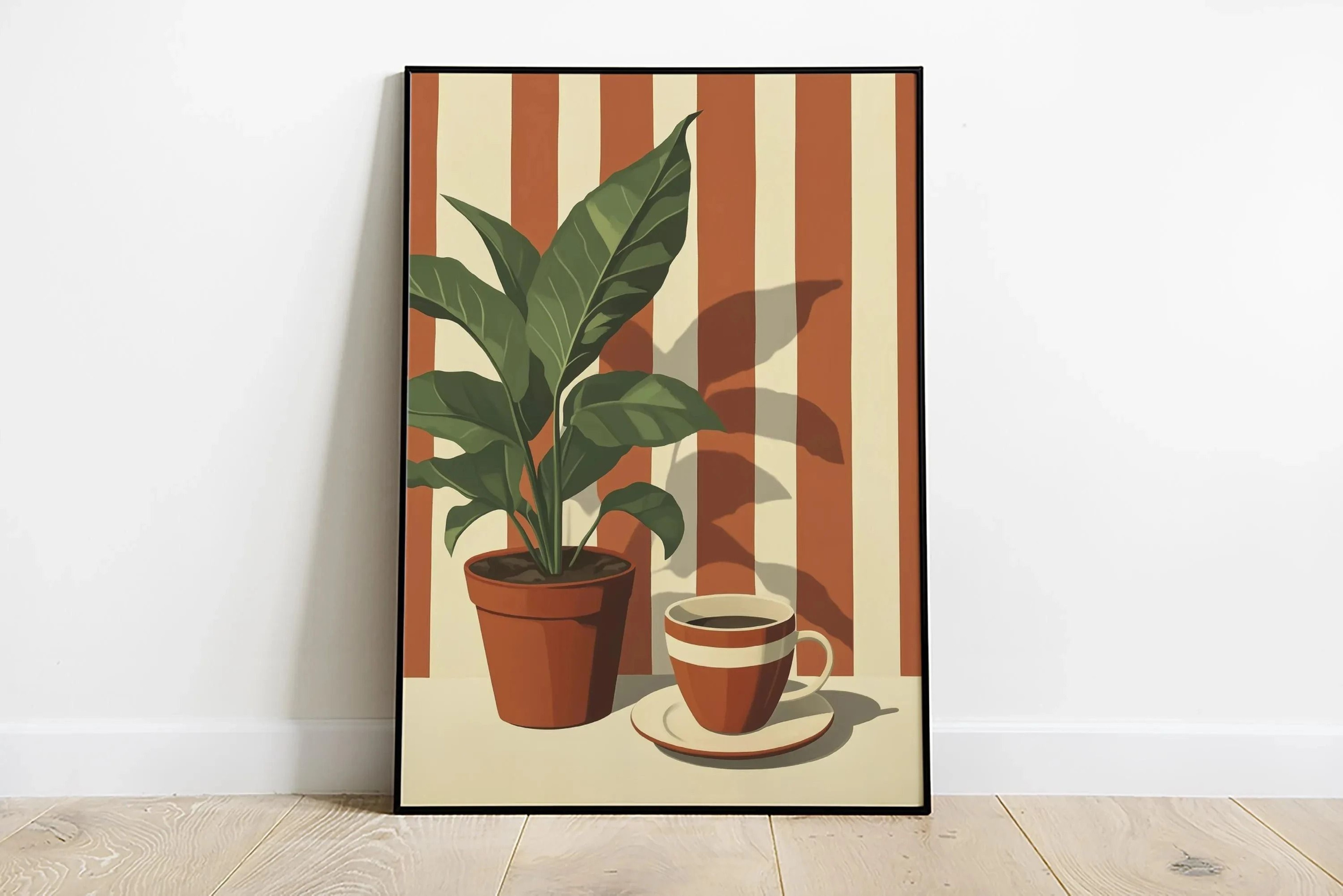 Retro Coffee Stripes Canvas Print  Minimalist Kitchen  Restaurant Wall Art 17