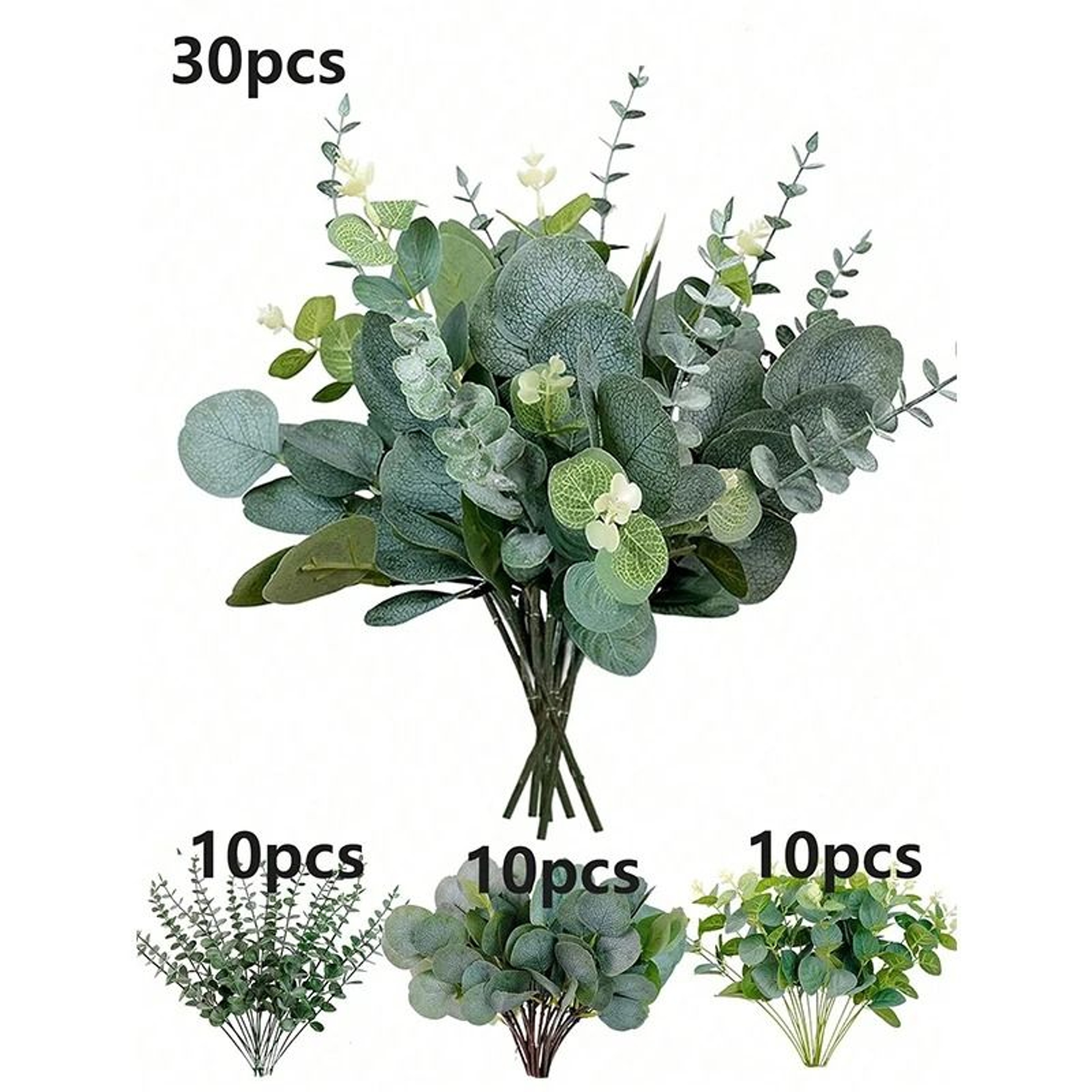 Silver Dollar Eucalyptus Artificial Bouquet  Realistic Greenery For Home  Wedding 5