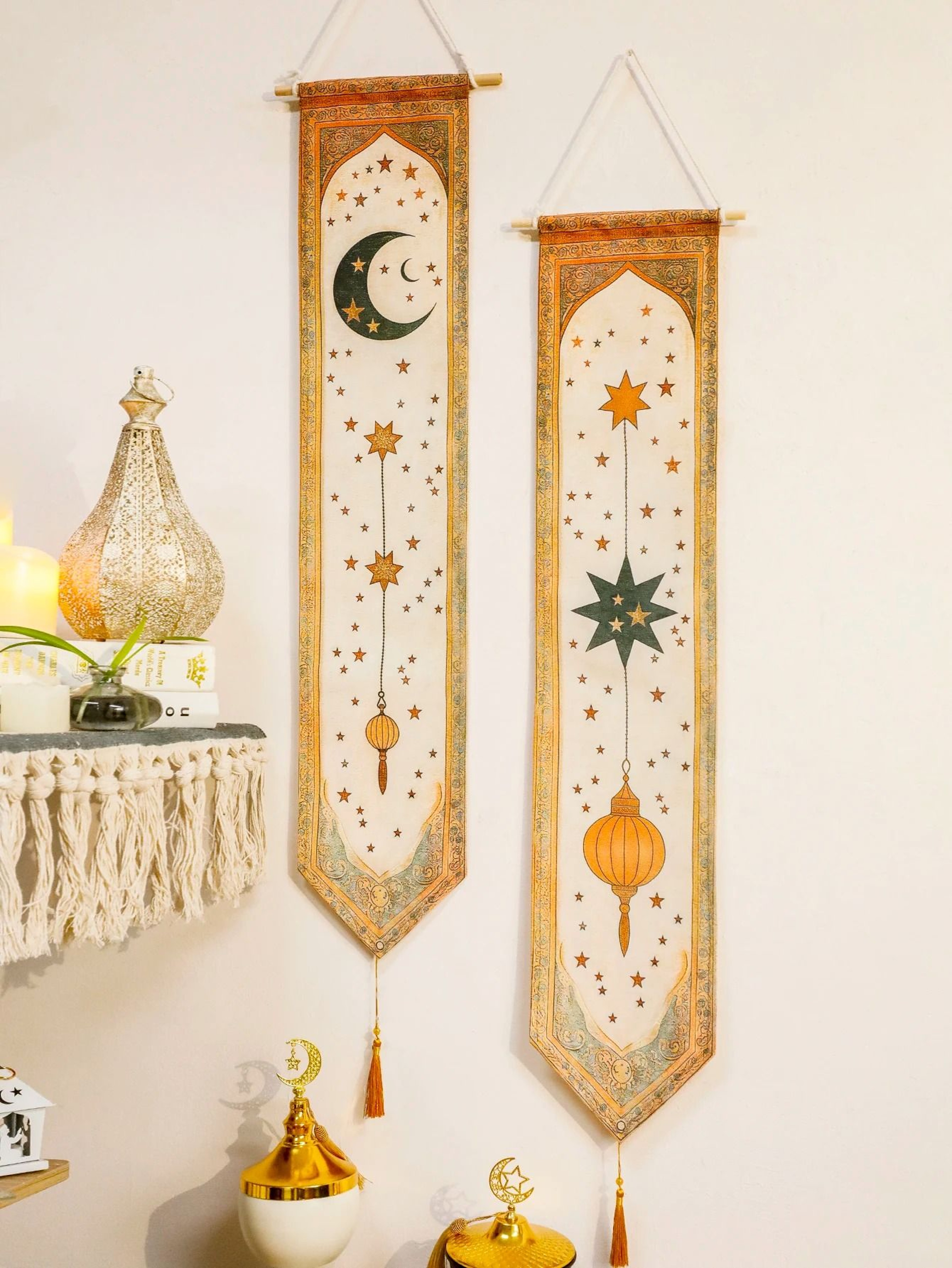 Islamic Ramadan Wall Banner  Moon  Star Eid Mubarak Festival Tapestry 0
