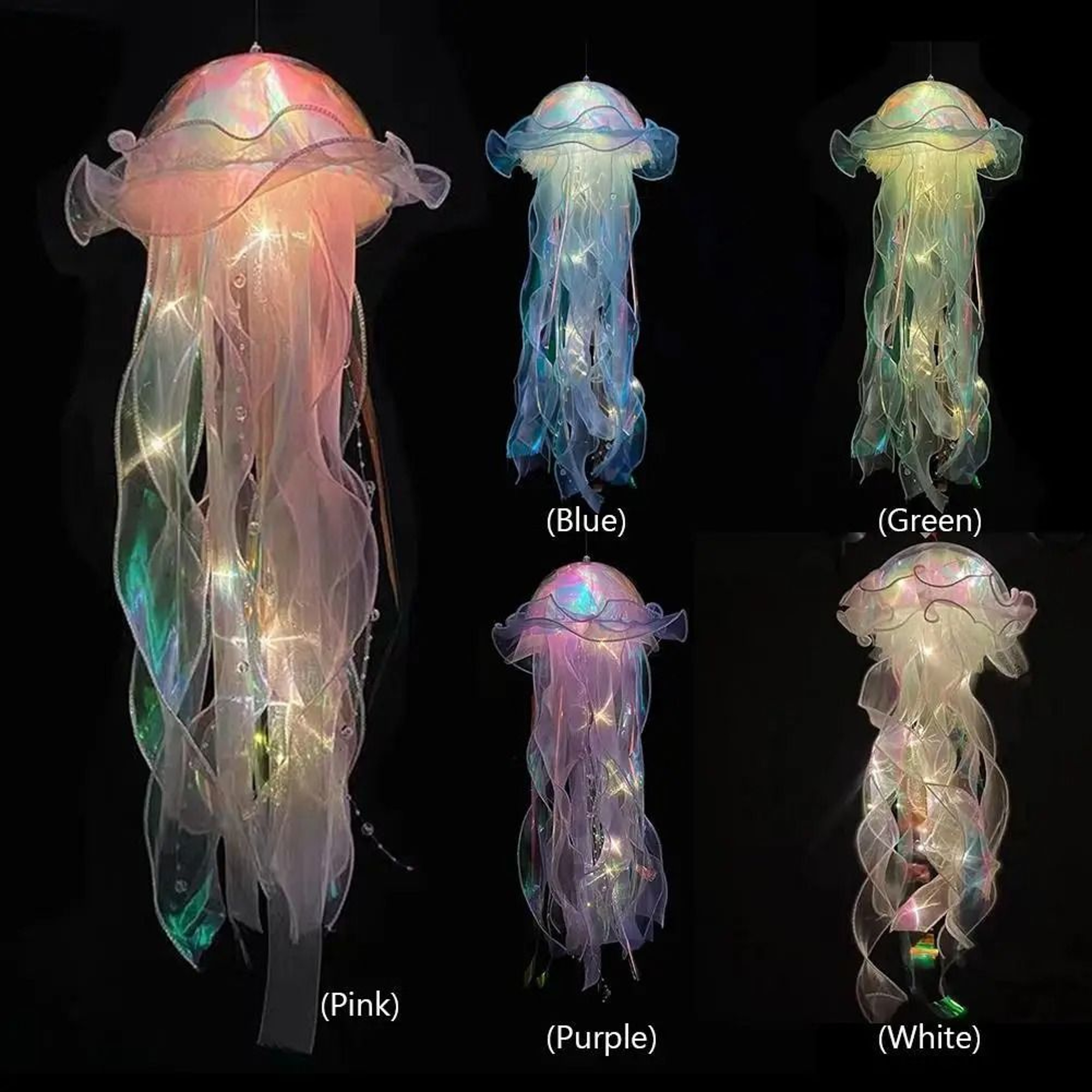 Gradient Jellyfish LED Night Light  Iridescent Hanging Pendant Lamp 3