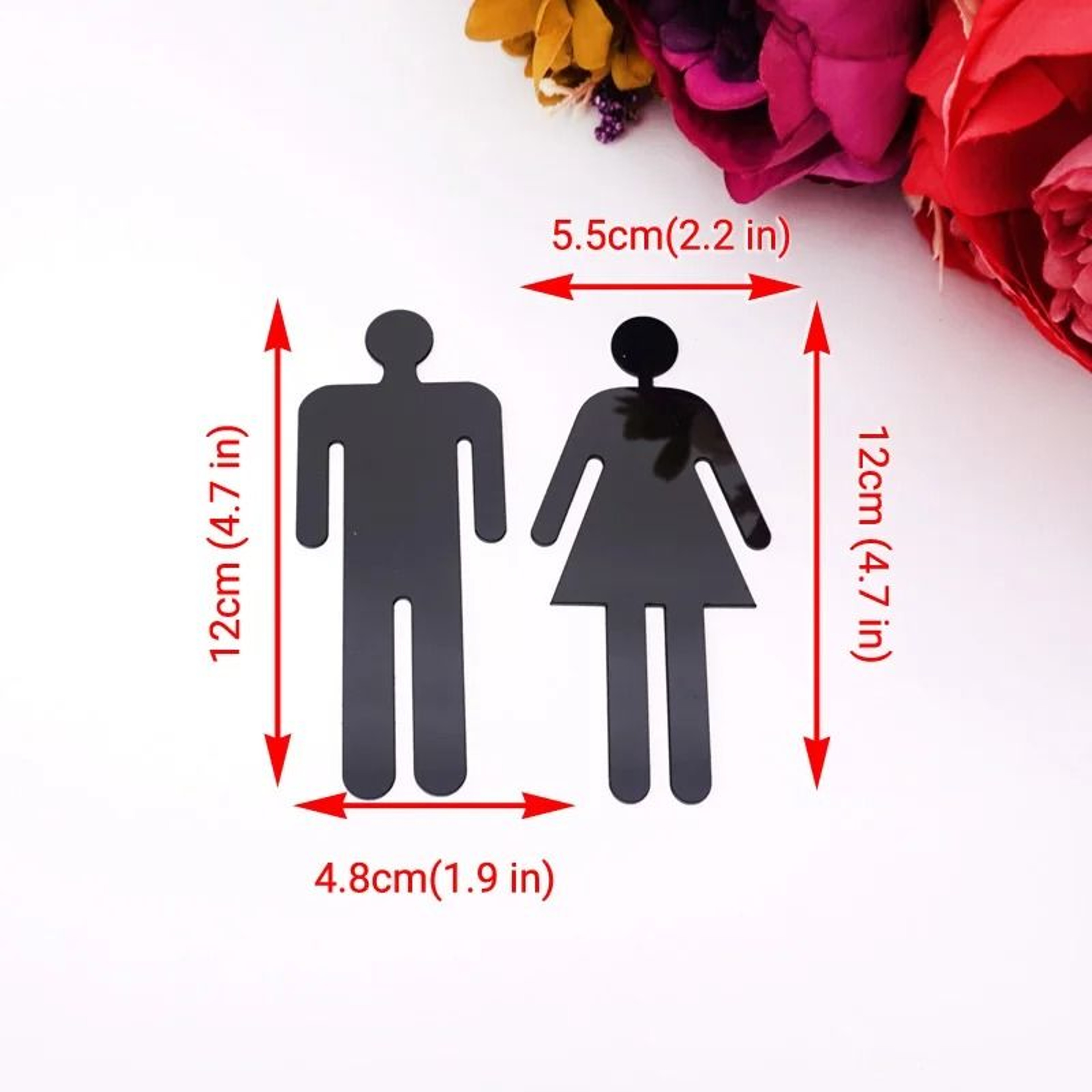Modern Acrylic Mirror Restroom Sign  Public Area Bathroom Wall Signage Set 4