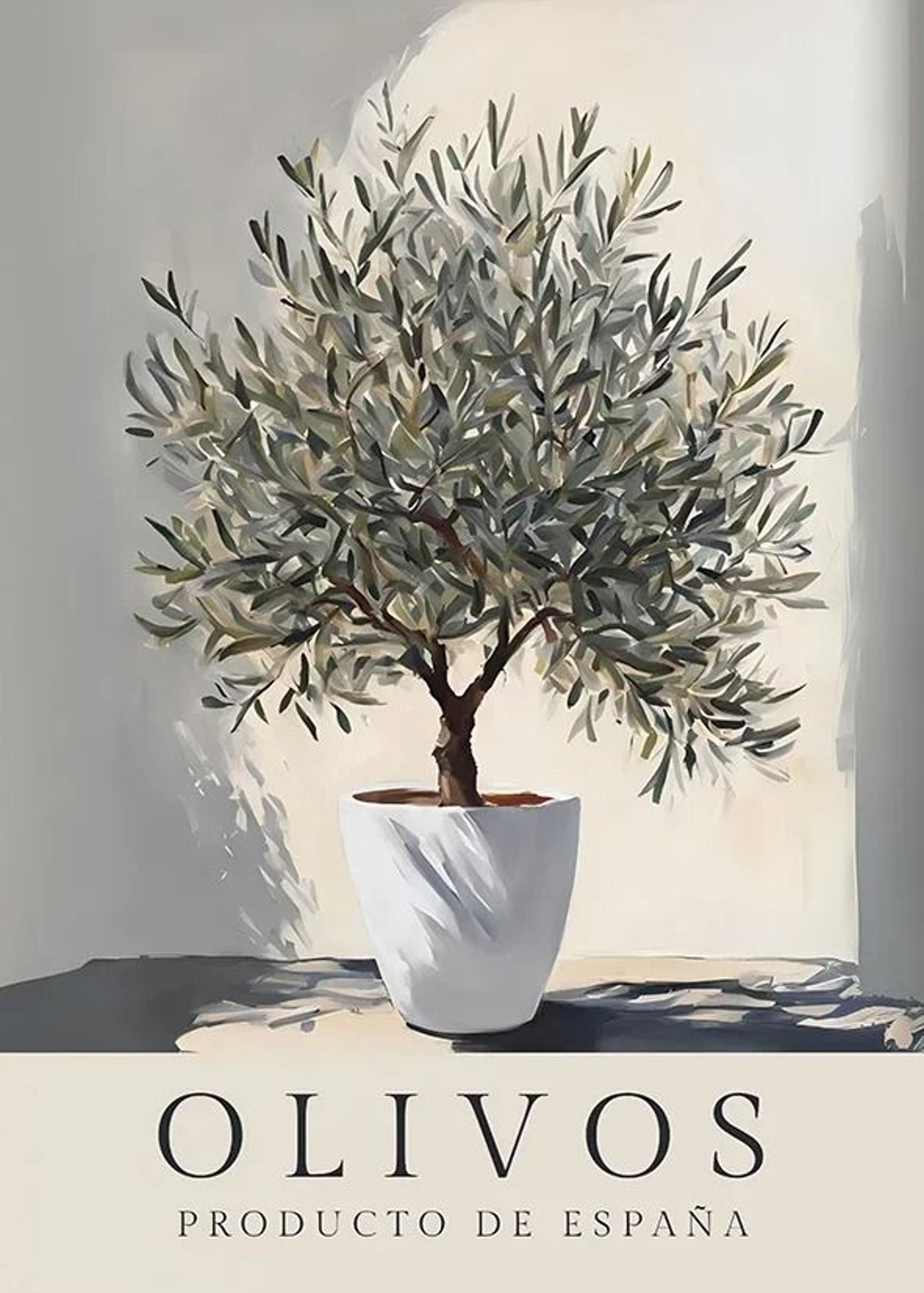 Retro Elegant Olive Tree  Lemon Canvas Poster  Vintage Mediterranean Vase Wall Art 0