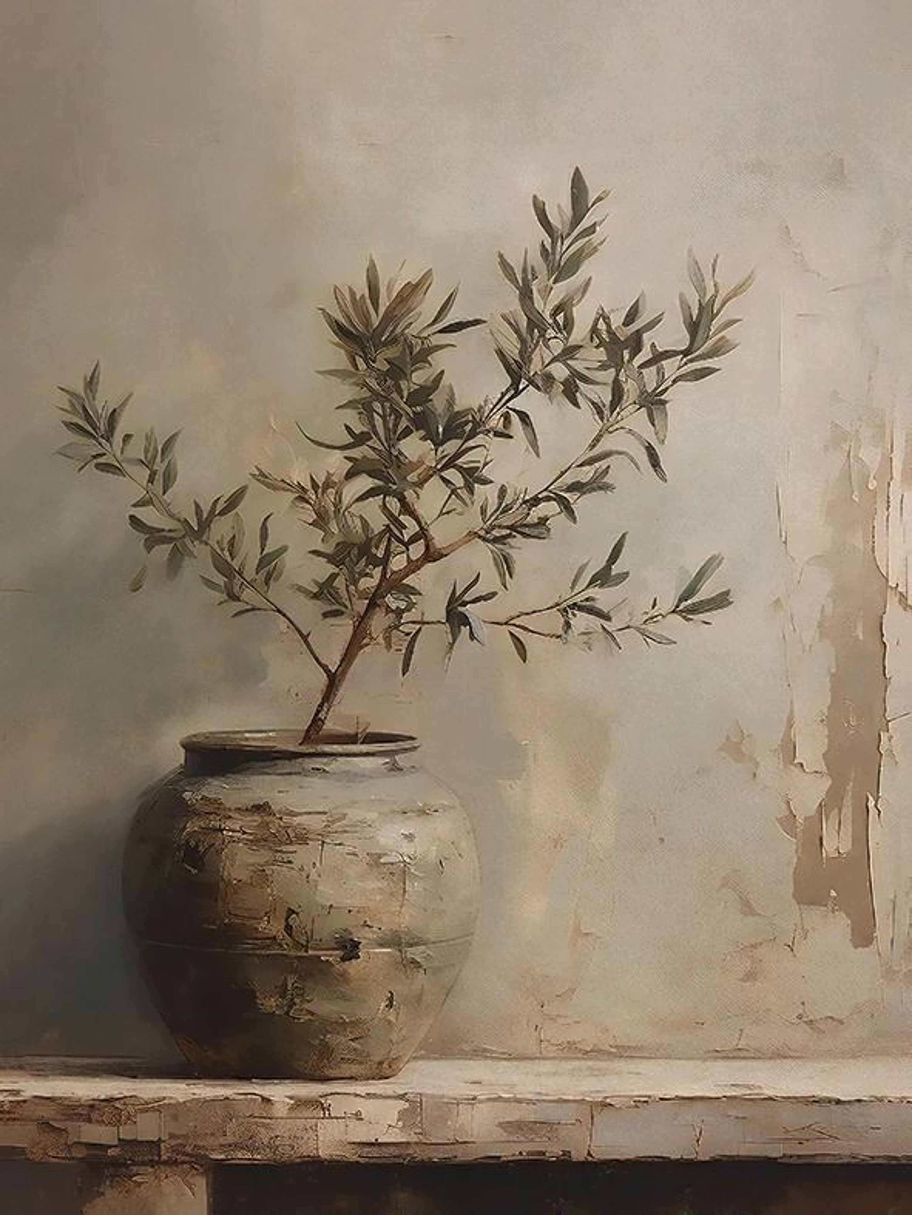 Retro Elegant Olive Tree  Lemon Canvas Poster  Vintage Mediterranean Vase Wall Art 11