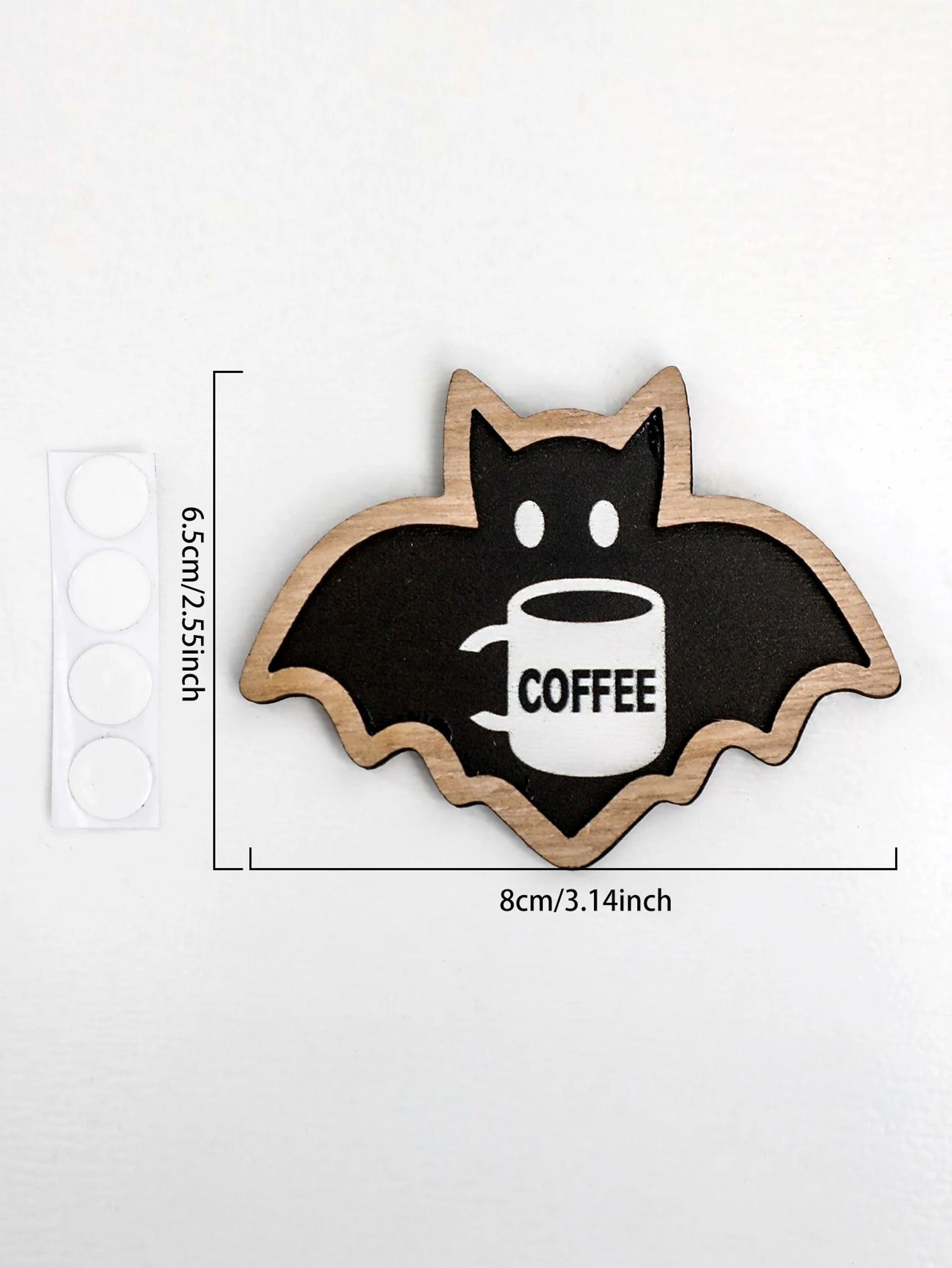 Wooden Halloween Coffee Bat Decorative Sticker  Cute Bat Wall  Refrigerator Decor 6